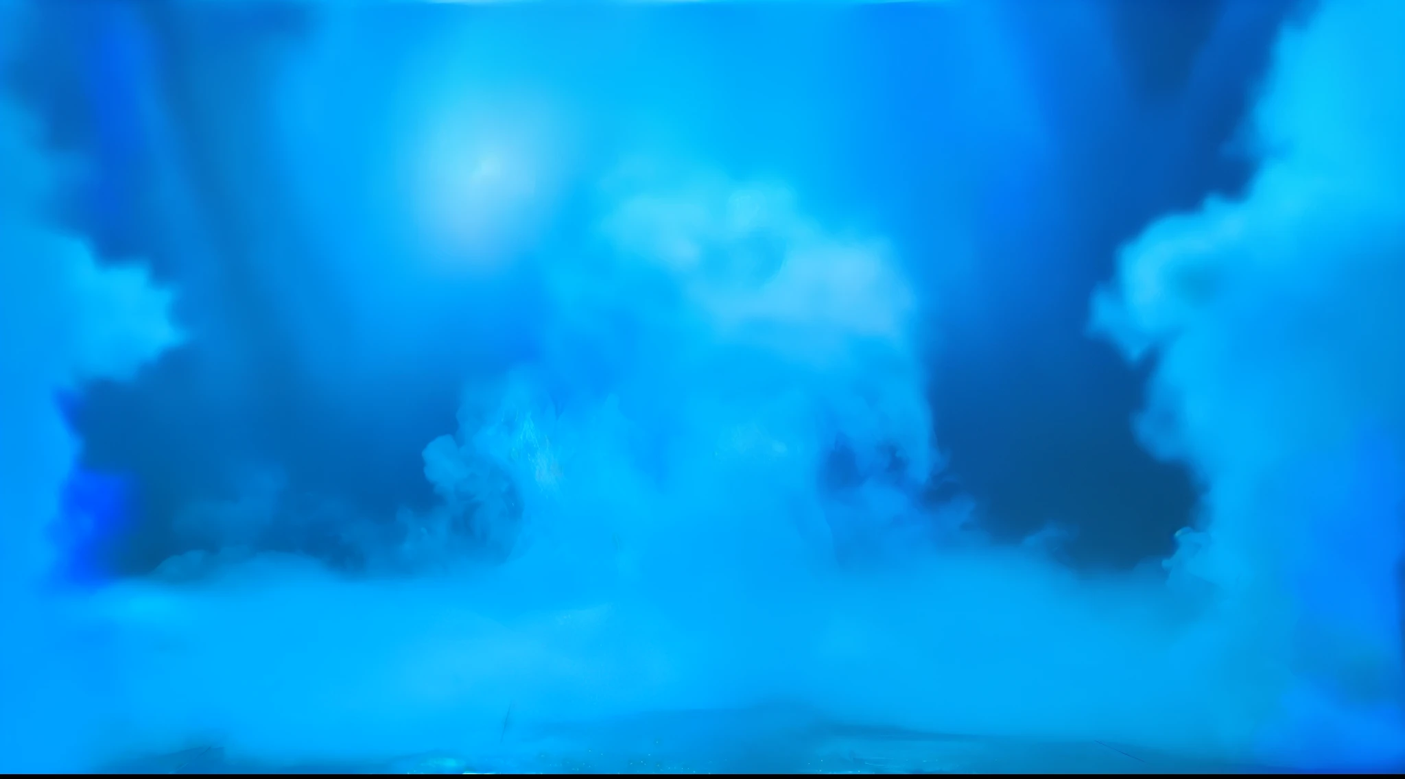 there is a blue misty area with a small pool of water, underwater smoke, Blue - Turquoise Mist in the Void, melting volumetric smoke and fog, mystical blue mist, water mist, blue mist, background ( smoke, water mist, Volumetric light mist, in a voluminous soft glowing mist, volumetric fog, volumetric fog and smoke