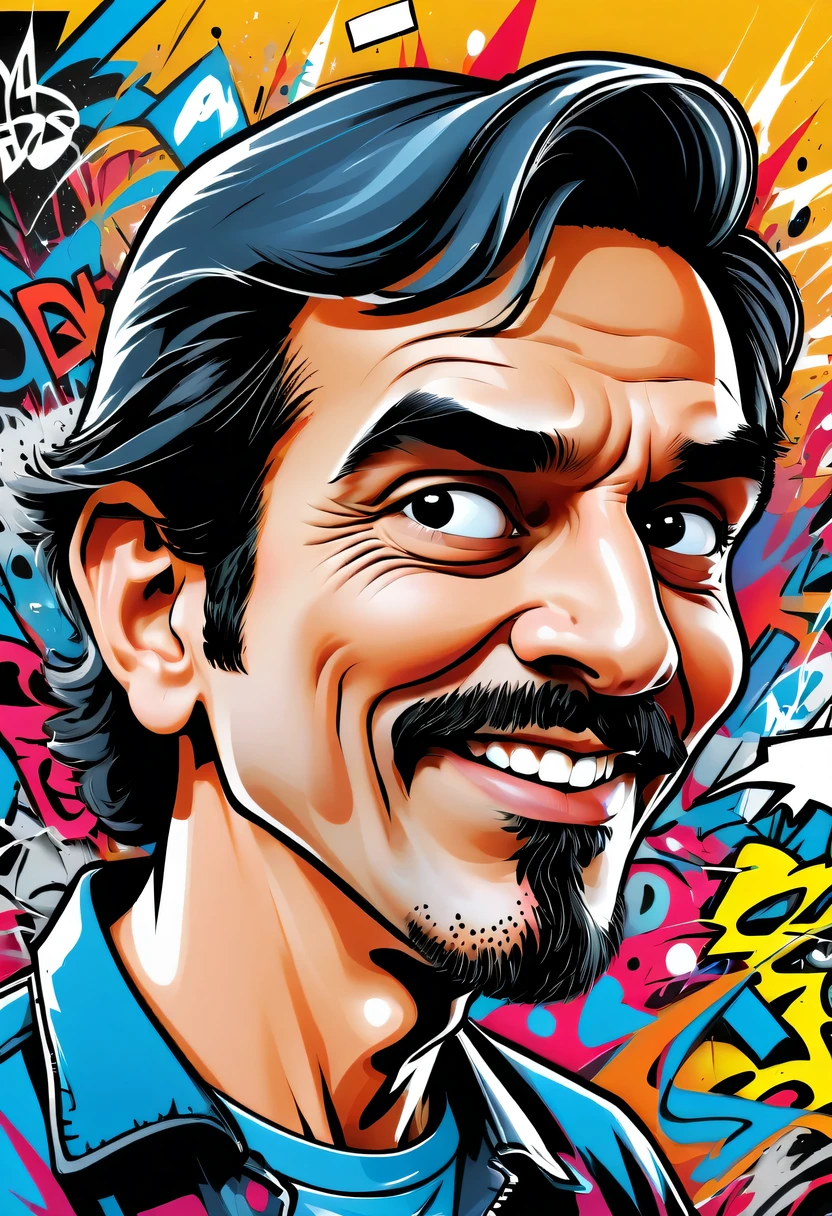Graffiti caricatures,Mobile phone poster,complete comic book, High resolution and high contrast,simple,