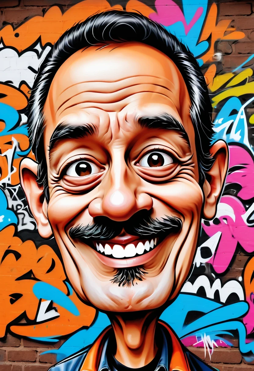 Graffiti caricatures,Mobile phone poster,whole picture, High resolution and high contrast,simple,