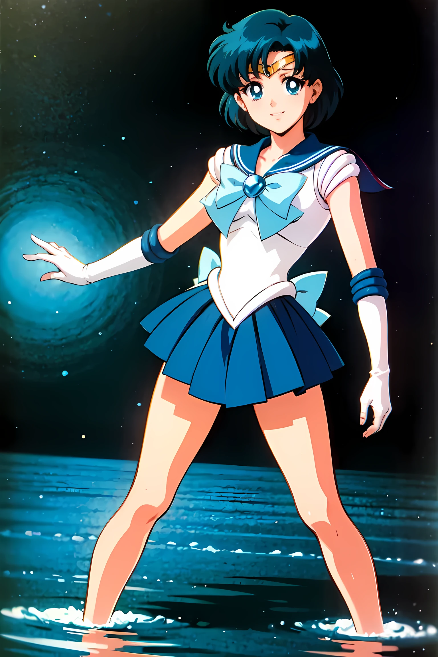 (highest quality:1.3), (masterpiece:1.4),(anatomically correct), (all limbs),(Refers to the whole),(precise fingertips), (small details),(8k),(About Photoreal:1.37),sailor moon!!!!!!!!, sailor moon Style,by sailor moon, sailor warrior uniform,(sailor mercury:1.25),aqua eye, dark green hair,(fighting pose:1.25),((magical dark forest :1.2)),at dusk, moon, ((Recommended for scenes with strong dark shadows:1.2)), golden flower ,beautiful magical style, water reflection,intense, concept art, digital painting,