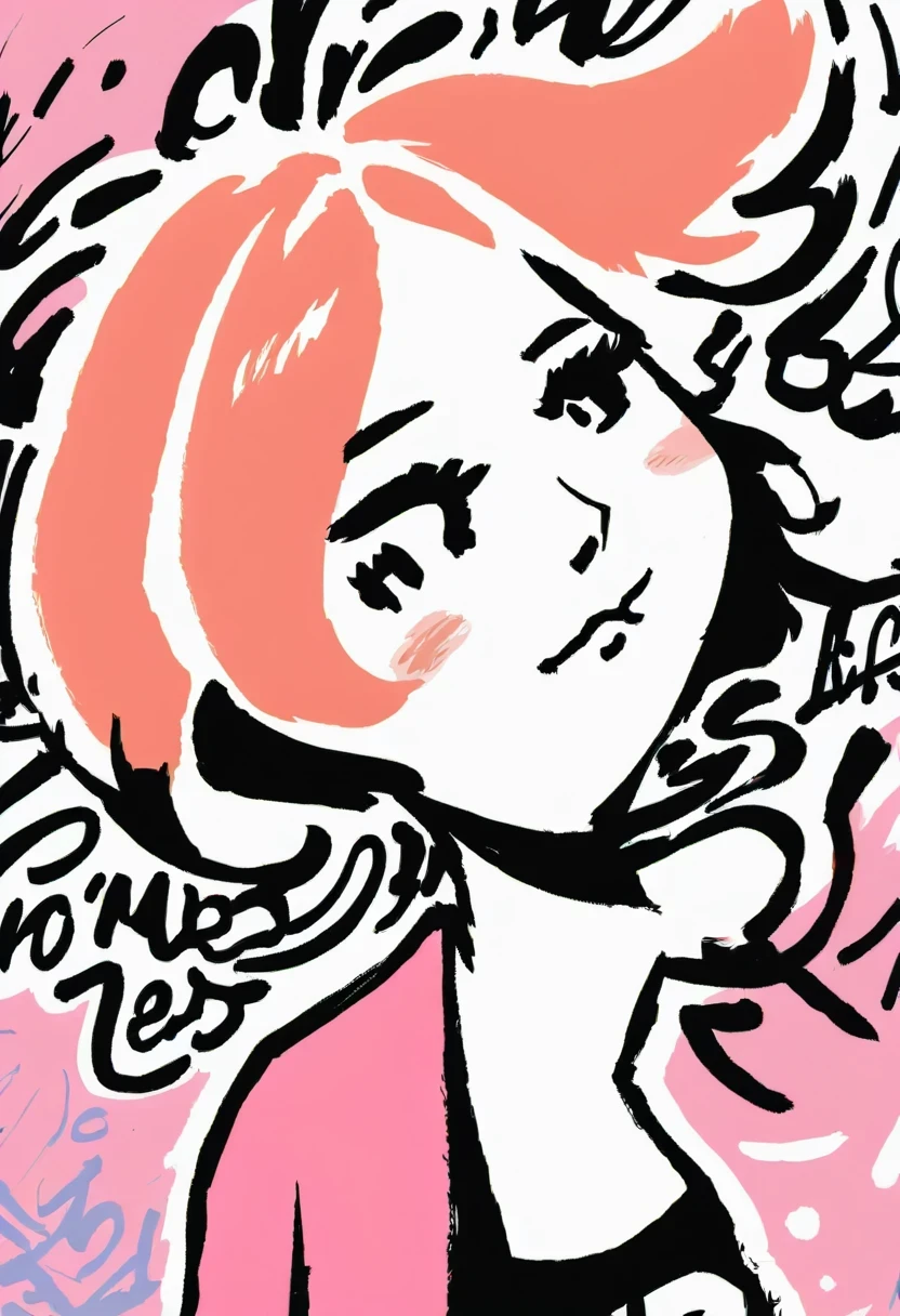 Graffiti漫画，Graffiti, whole picture, High resolution and high contrast,simple,girl
