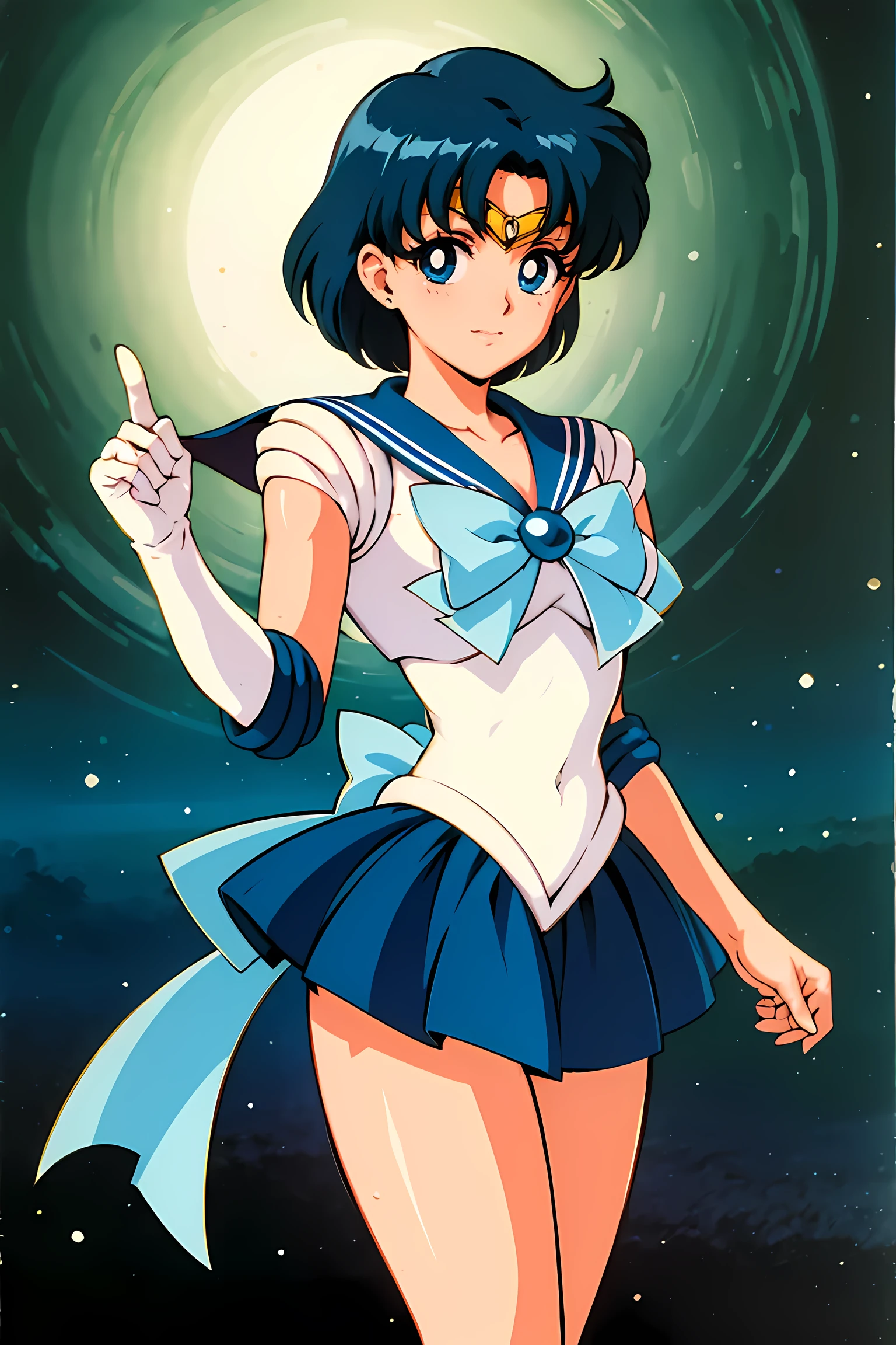 (highest quality:1.3), (masterpiece:1.4),(anatomically correct), (all limbs),(Refers to the whole),(precise fingertips), (small details),(8k),(About Photoreal:1.37),sailor moon!!!!!!!!, sailor moon Style,by sailor moon, sailor warrior uniform,(sailor mercury:1.52),aqua eye, dark green hair,(fighting pose:1.25),((magical dark forest :1.2)),at dusk, moon, ((Recommended for scenes with strong dark shadows:1.2)), golden flower ,beautiful magical style, water reflection,intense, concept art, digital painting,