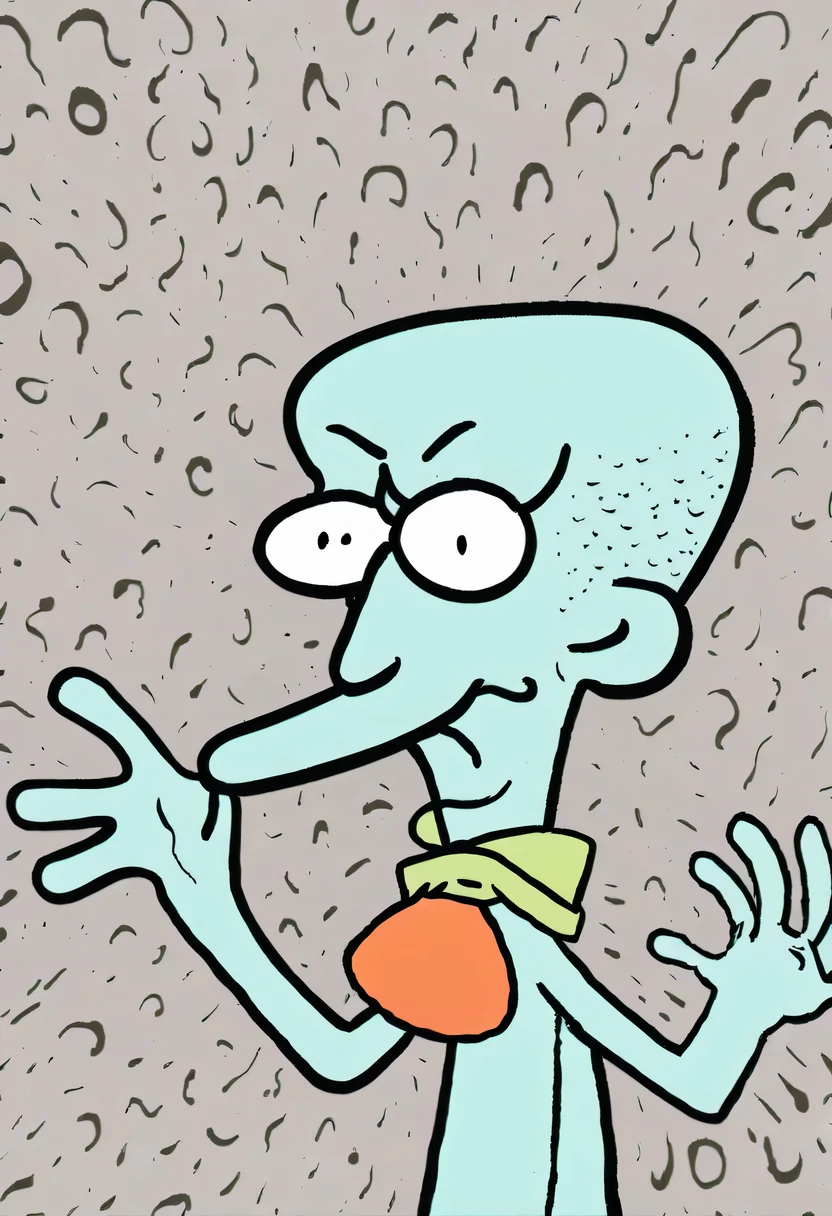 Graffiti漫画,Graffiti, wall,在wall上, whole picture, High resolution and high contrast,simple,Squid Ward