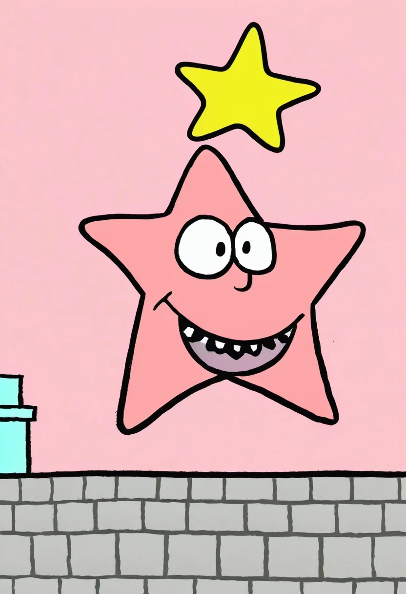 Graffiti漫画,Graffiti, wall, 在wall上,whole picture, High resolution and high contrast,simple,patrick star