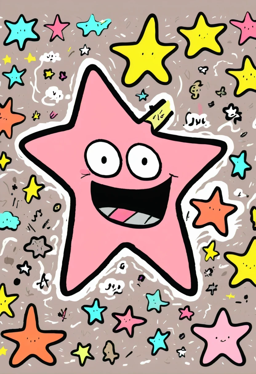 Graffiti漫画，Graffiti, wall, 在wall上，whole picture, High resolution and high contrast,simple,patrick star