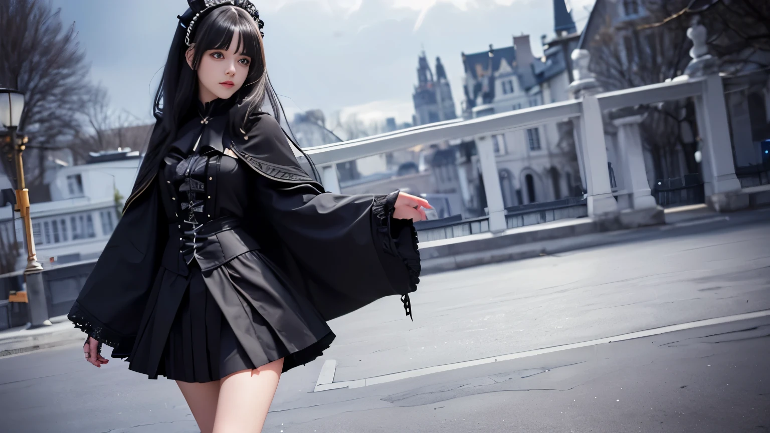 super beautiful photos,realistic,super detailed,detailed beautiful face and eyes,retina, table top, Accurate, anatomically correct,Alafe in black and white coat and black dress, ビクトリア朝のゴシックlolita fashion, loose coat collar sailor suit, ta style, loliashion, ((wearing a noble's robes)), victorian style clothing, black gothic lolita d, dark style, black rococo, gothic coat, wearing a flashy black jacket, Victorian aristocracy,ultimate beautiful girl,Beautiful blue eyes that shine,princess hair,((smooth hair,fine hair,very thin hair)),(knee length skirt:1.7),1 girl,((,thin legs,thin thighs)),slim body shape,highly detailed eyes and face、beautiful and fine eyes,cool color makeup,According to II,Lens flare,sharpen,cinematic shadow,smile