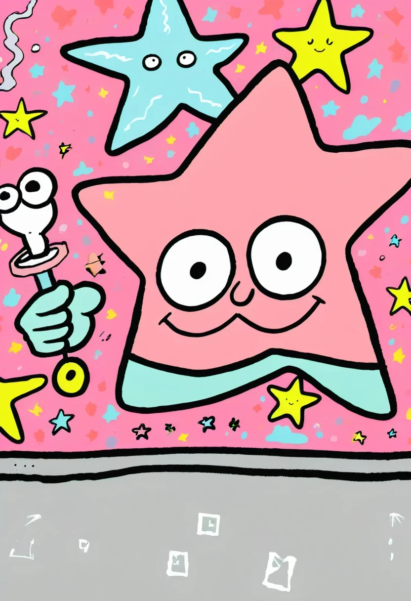 Graffiti漫画，Graffiti, wall, 在wall上，whole picture, High resolution and high contrast,simple,patrick star