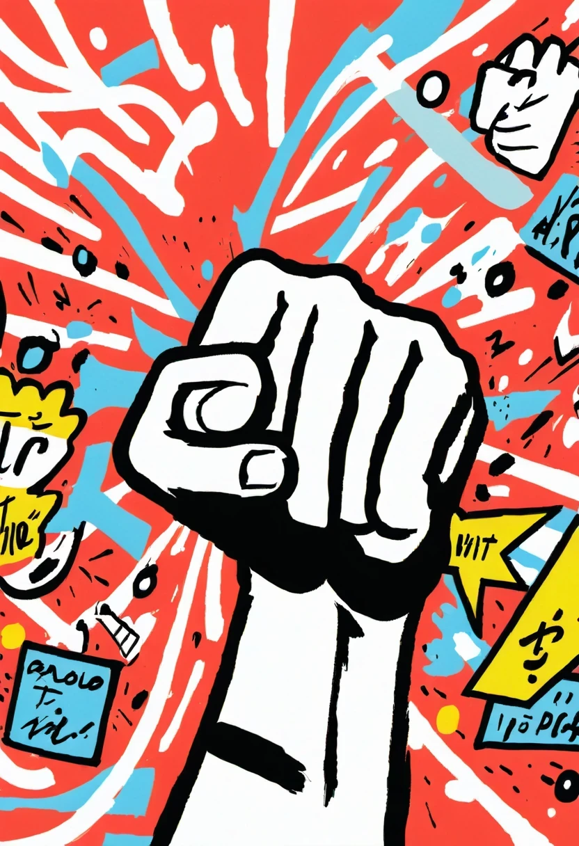 Graffiti漫画,Graffiti, wall, whole picture, High resolution and high contrast,simple,fist