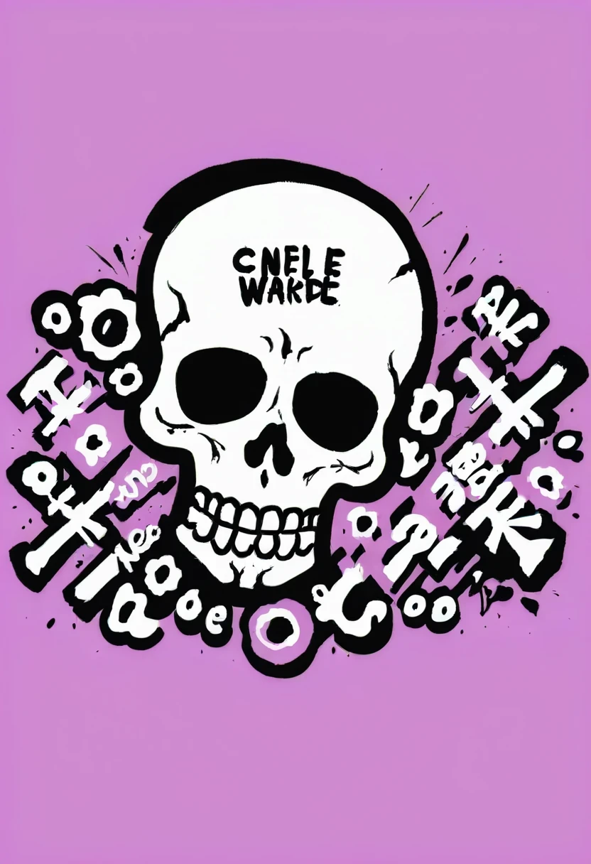 Graffiti漫画，Graffiti, wall,在wall上,whole picture, High resolution and high contrast,simple,Skull logo