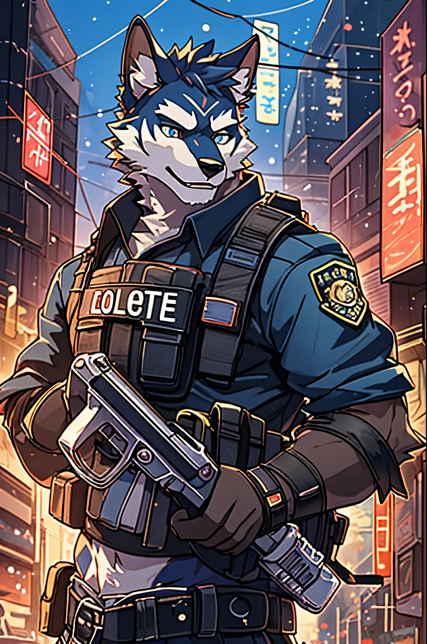 top quality, best quality, highres, masterpiece, super high resolution, detailed background, street, gasping for air(super handsome boys, dog)police officer, swat, police uniform, 6+boys, 6+girls, absurdres(highly detailed beautiful face and eyes)perfect anatomy, good lighting, volumetric lighting, cinematic shadow(kemono, furry anthro),