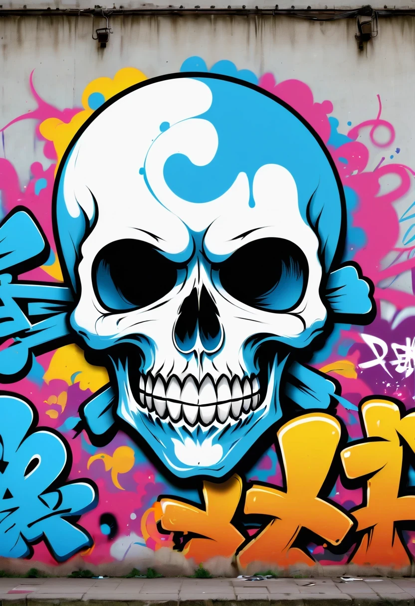 Pirate head,skull Bones,neon green outlines ,fantasy stil,empty black Background ,bandana,cartoon,urban