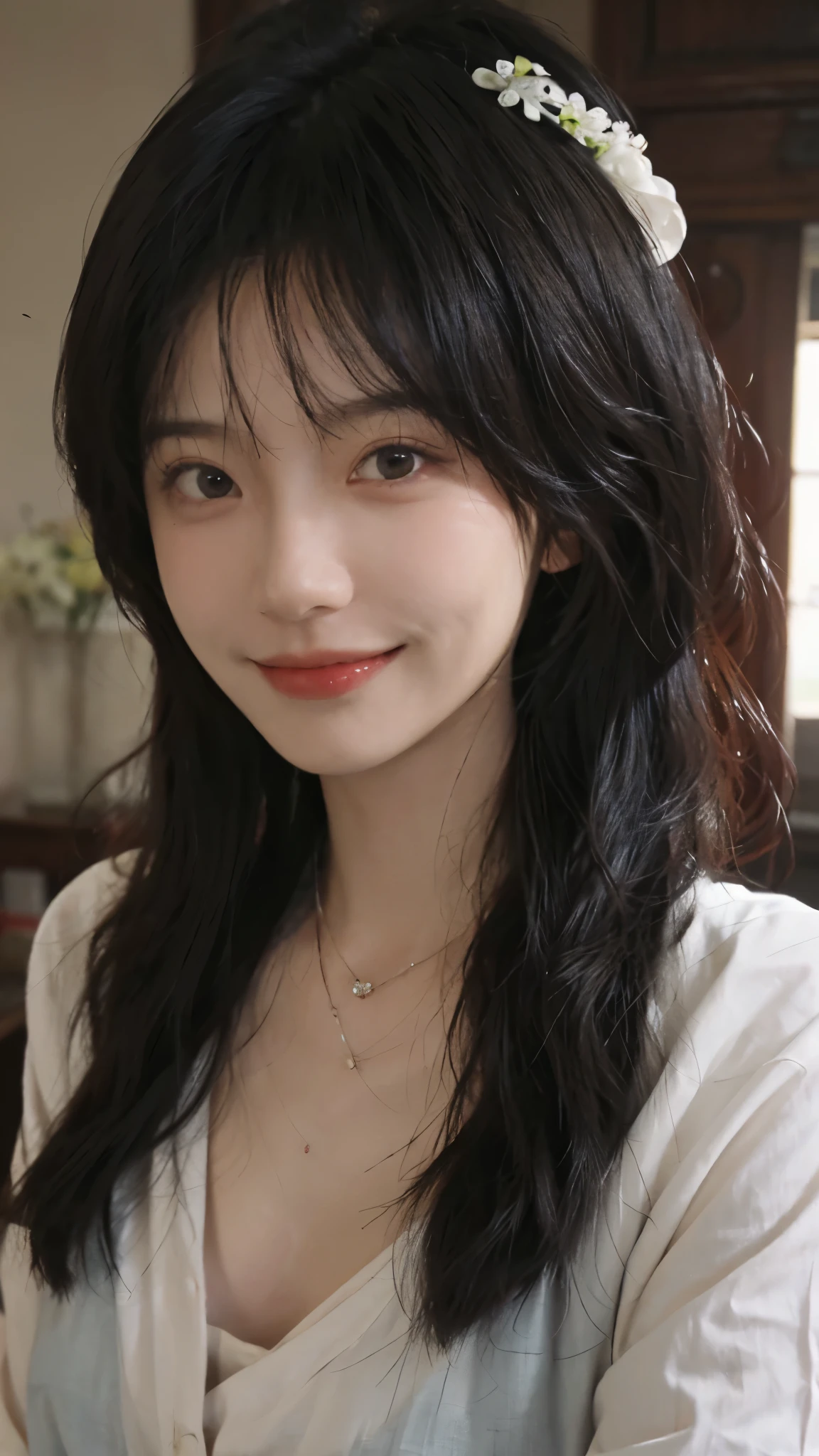 best qualtiy, 超高分辨率, (realisticlying:1.4), one-girl, A pair of clear and moving peach blossom eyes,Royal Sister,(full bodyesbian:1.2)a sense of atmosphere,a beauty girl, ssmile,(huge tit:1.2), looking at viewert, closeup cleavage ,parks,