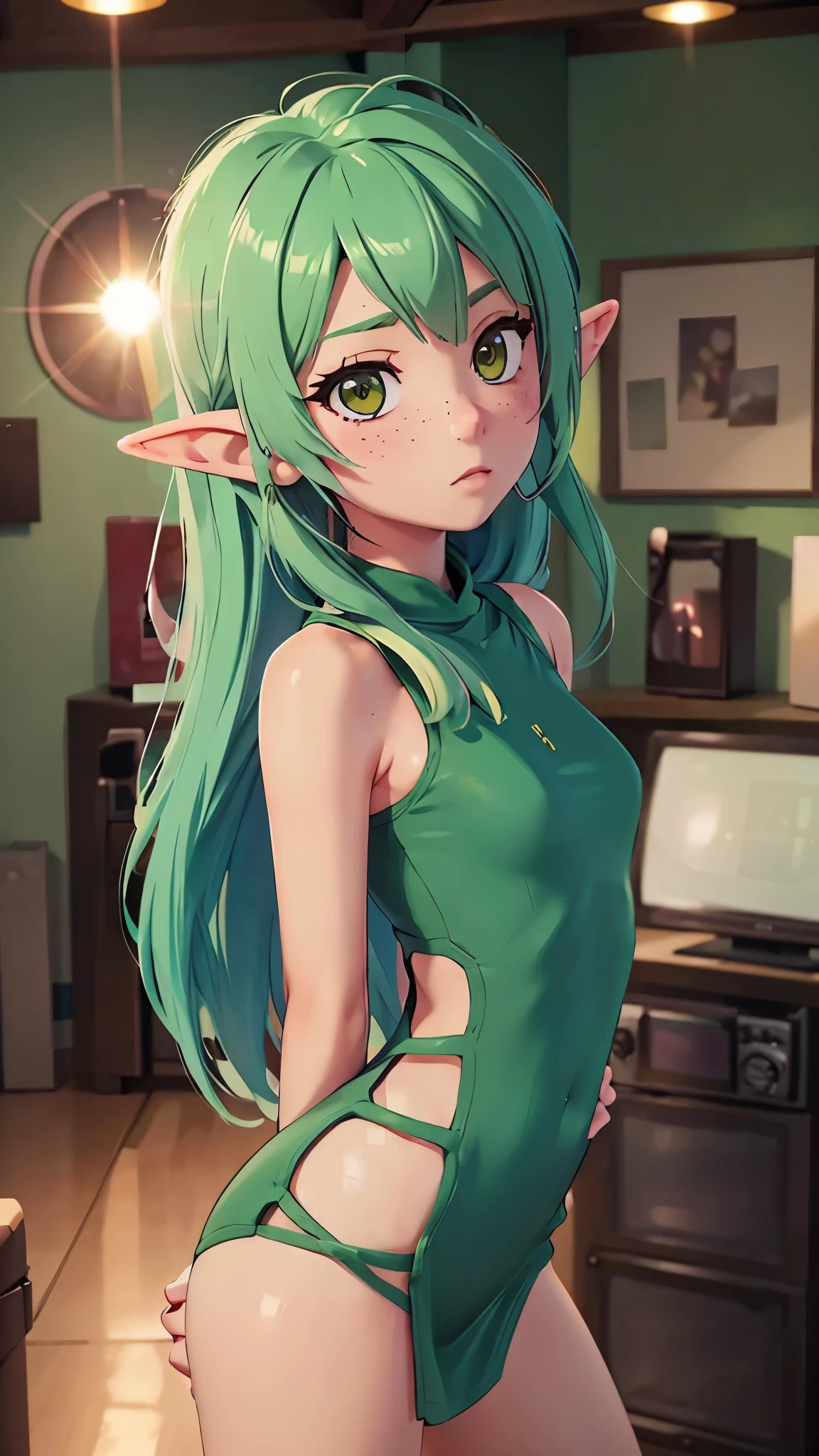 (detailed face, detailed eyes, clear skin, clear eyes), lotr, fantasy, elf, female, full body, looking at viewer, portrait, photography, detailed skin, realistic, highly detailed, full length frame, High detail RAW color art, , plants, forest, shallow depth of field, sharp focus, mystical, cinematic lighting, elf ear, solo, 1girl, 
