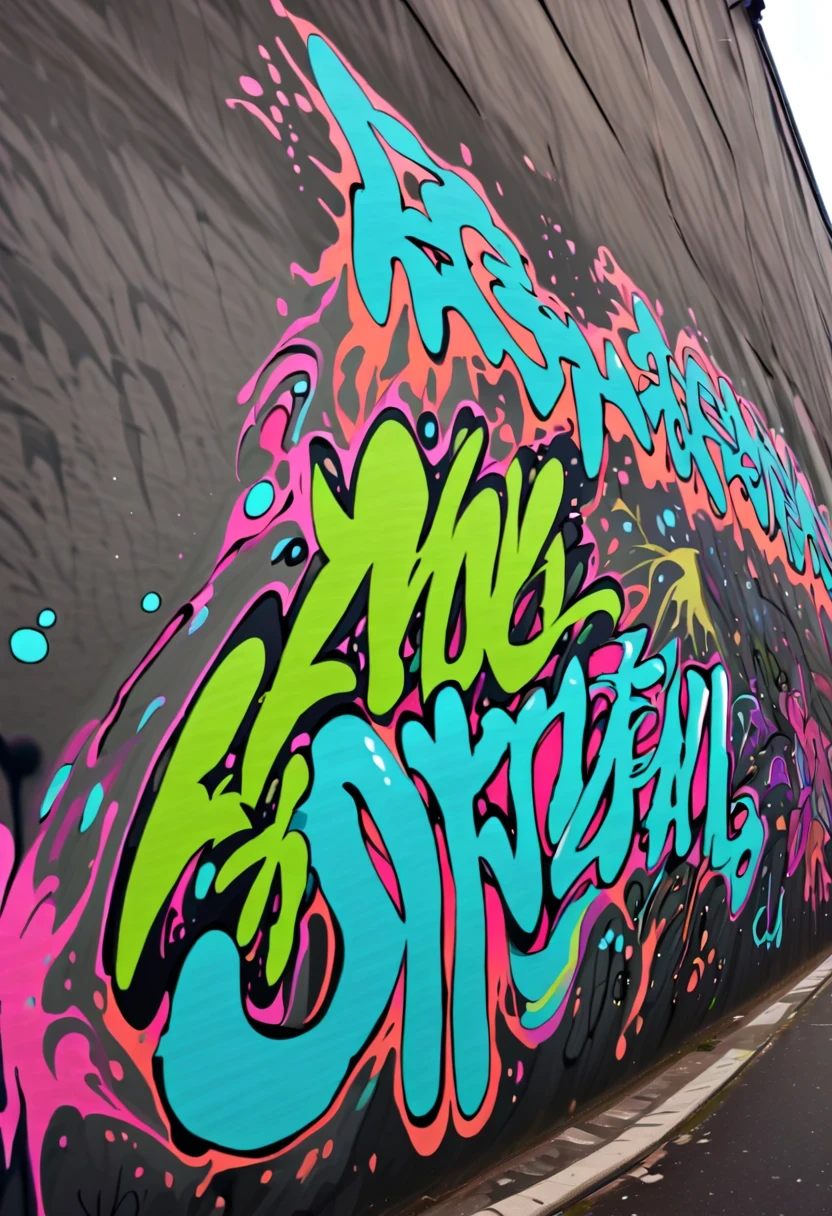 Graffiti漫画，Graffiti, wall, whole picture, High resolution and high contrast,simple,girl