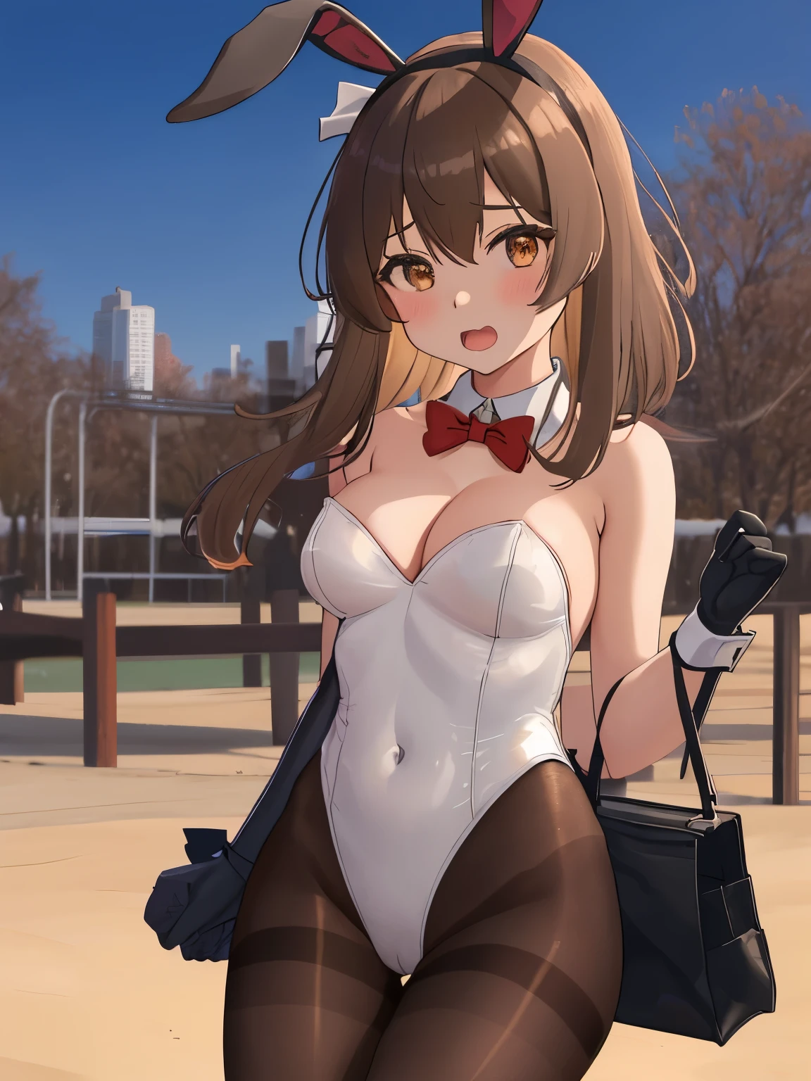 1girl, autumn, bag, bangs, black hair, black pantyhose, blush, brown bag, cloud, collarbone, eating, feet out of frame, food, grey skirt, handbag, highres, holding, holding food, long sleeves, looking at viewer, open mouth, original, outdoors, pantyhose, playground, red eyes, red shirt, sake utopia modoki, shirt, short hair, sitting, skirt, slide, smile, solo, swing, tree, yellow sky,"1girl, adapted costume, animal ears, black pantyhose, bow, bowtie, breasts, brown eyes, character name, cleavage, covered navel, cowboy shot, detached collar, fake animal ears, hair between eyes, houston kancolle, kantai collection, leotard, light brown hair, long hair, looking at viewer, medium breasts, pantyhose, playboy bunny, rabbit ears, range finder, solo, strapless, strapless leotard, thighband pantyhose, udukikosuke, white leotard, wing collar, wrist cuffs","1girl, adapted costume, animal ears, black pantyhose, bow, bowtie, breasts, brown eyes, character name, cleavage, covered navel, cowboy shot, detached collar, fake animal ears, hair between eyes, houston (kancolle), kantai collection, leotard, light brown hair, long hair, looking at viewer, medium breasts, pantyhose, playboy bunny, rabbit ears, range finder, solo, strapless, strapless leotard, thighband pantyhose, udukikosuke, white leotard, wing collar, wrist cuffs";;;;																																																																																																																																																			