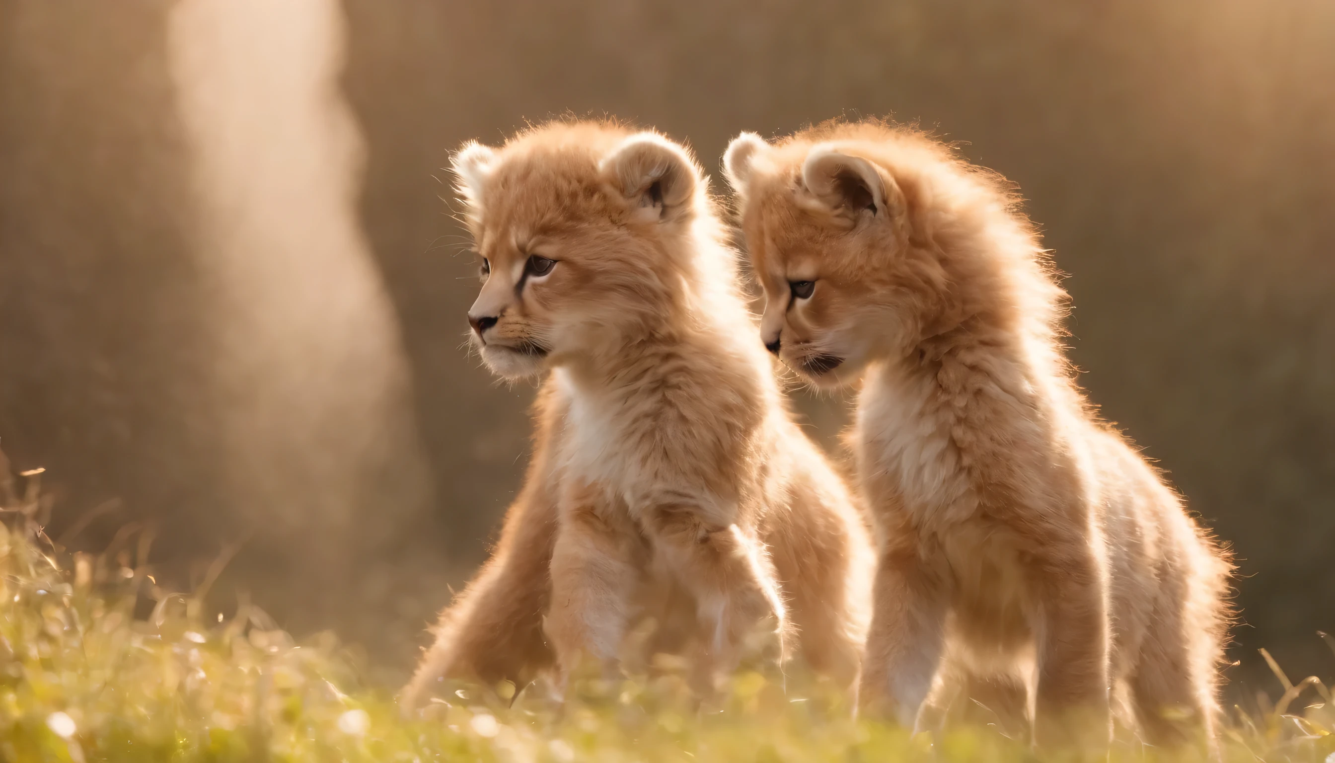(Highly detailed CG Unity 8k wallpaper、masterpiece、highest quality、Super detailed)、(best lighting、best shadow、very delicate and beautiful)、highest quality、8k、Detailed facial depiction、masterpiece、highest quality、clear image quality、
animals chasing each other：Catch the chasing animal。