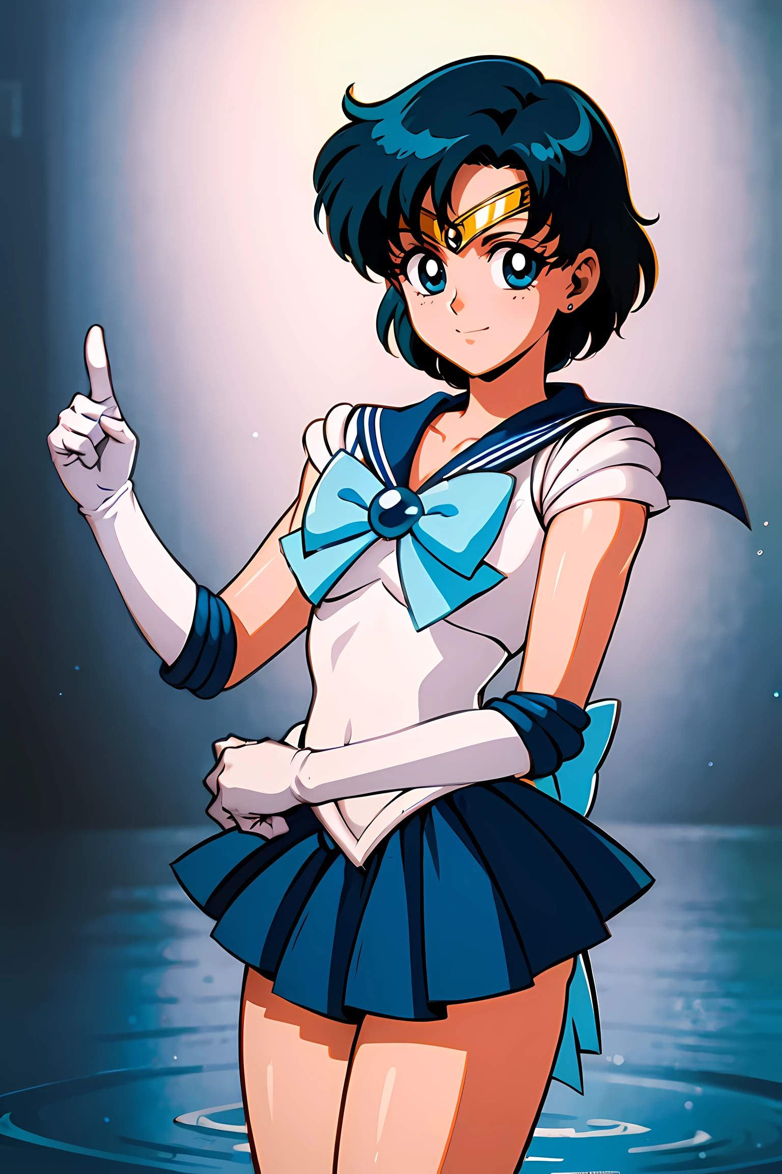 (highest quality:1.3), (masterpiece:1.4),(anatomically correct), (all limbs),(Refers to the whole),(precise fingertips), (small details),(8k),(About Photoreal:1.37),sailor moon!!!!!!!!, sailor moon Style,by sailor moon, sailor warrior uniform,(sailor mercury:1.52),aqua eye, dark green hair,white gloves,(fighting pose:1.25),((magical dark forest :1.2)),at dusk, moon, ((Recommended for scenes with strong dark shadows:1.2)), golden flower ,beautiful magical style, water reflection,intense, concept art, digital painting,