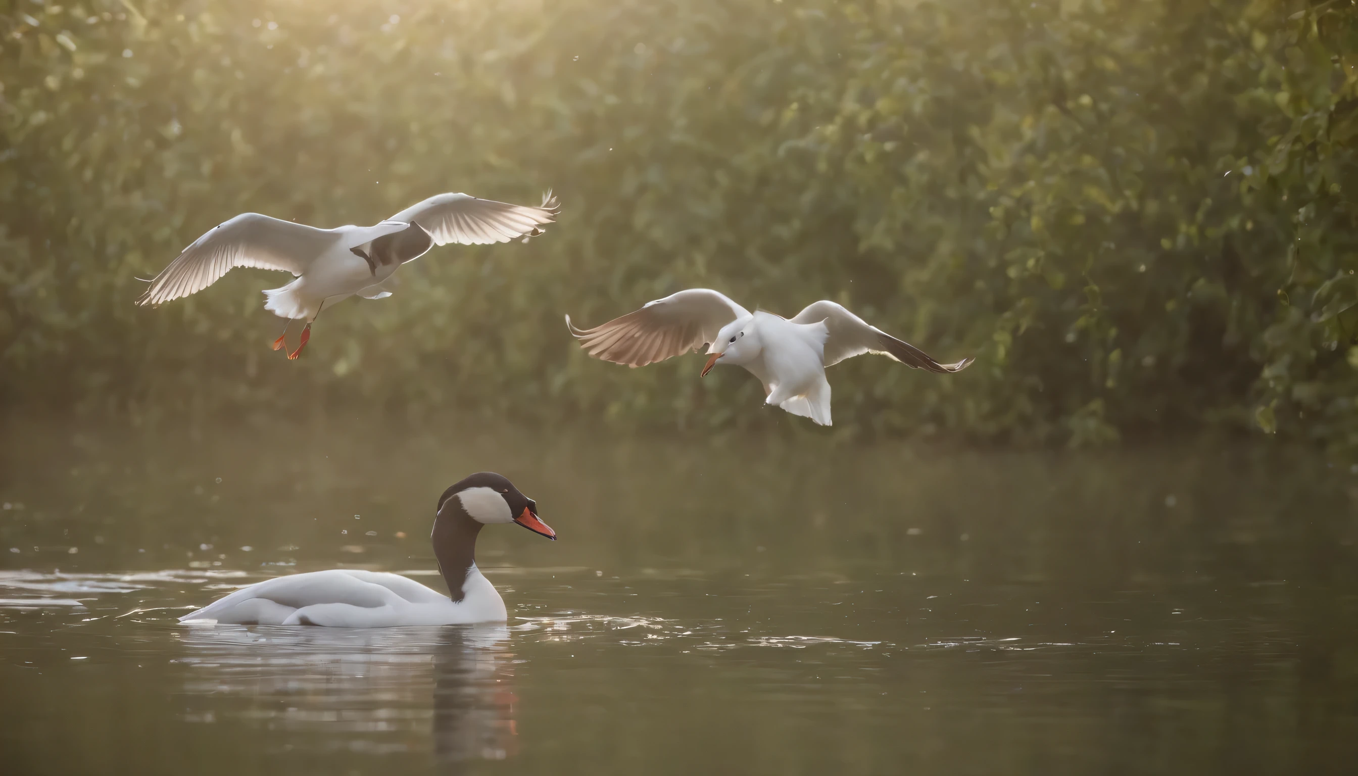 (Highly detailed CG Unity 8k wallpaper、masterpiece、highest quality、Super detailed)、(best lighting、best shadow、very delicate and beautiful)、highest quality、8k、Detailed facial depiction、masterpiece、highest quality、clear image quality、
moving flock:Capturing flocks of fish and birds moving around in groups。