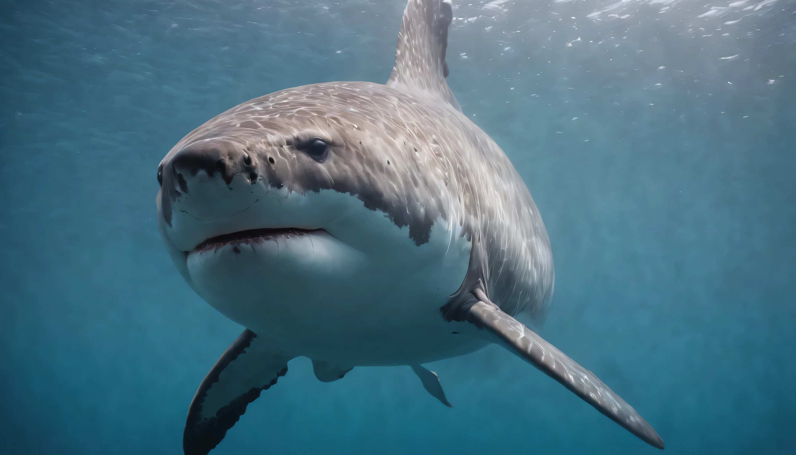 (Highly detailed CG Unity 8k wallpaper、masterpiece、highest quality、Super detailed)、(best lighting、best shadow、very delicate and beautiful)、highest quality、8k、Detailed facial depiction、masterpiece、highest quality、clear image quality、
animals jumping underwater：Capturing the moment when an animal swimming underwater jumps。