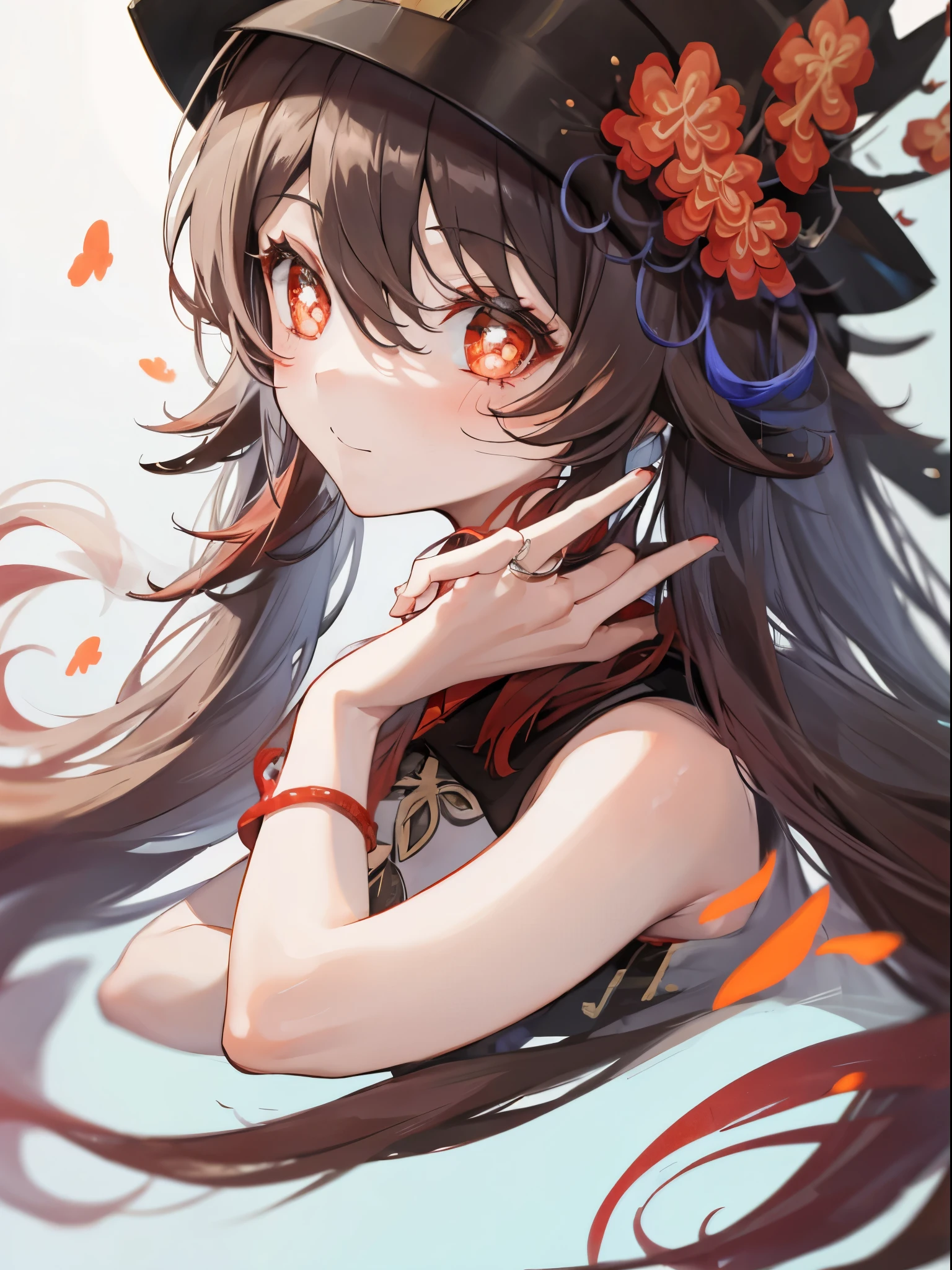 (best quality,highres:1.2),ultra-detailed,(realistic,photorealistic,photo-realistic:1.37),anime art,anime girl with long hair sitting on a bed with a skull,cute anime wife in a beautiful dress,Gwvice,anime goddess,beautiful maiden,beautiful anime girl,detailed digital anime art,beautiful attractive anime woman,beautiful anime art,beautiful anime artwork,cute girl anime visual, detailed drawn ecstasy face, black eyes, beautiful large breast