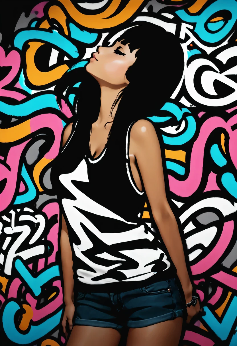 Graffiti, wall, whole picture, High resolution and high contrast,simple,girl