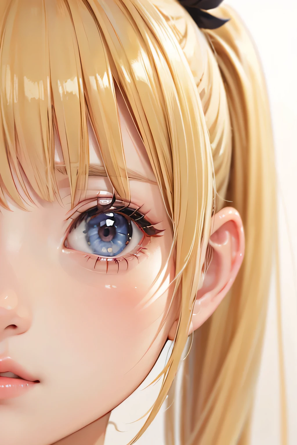 blonde、girl、twin tail hair、Look up to the side、close up of face