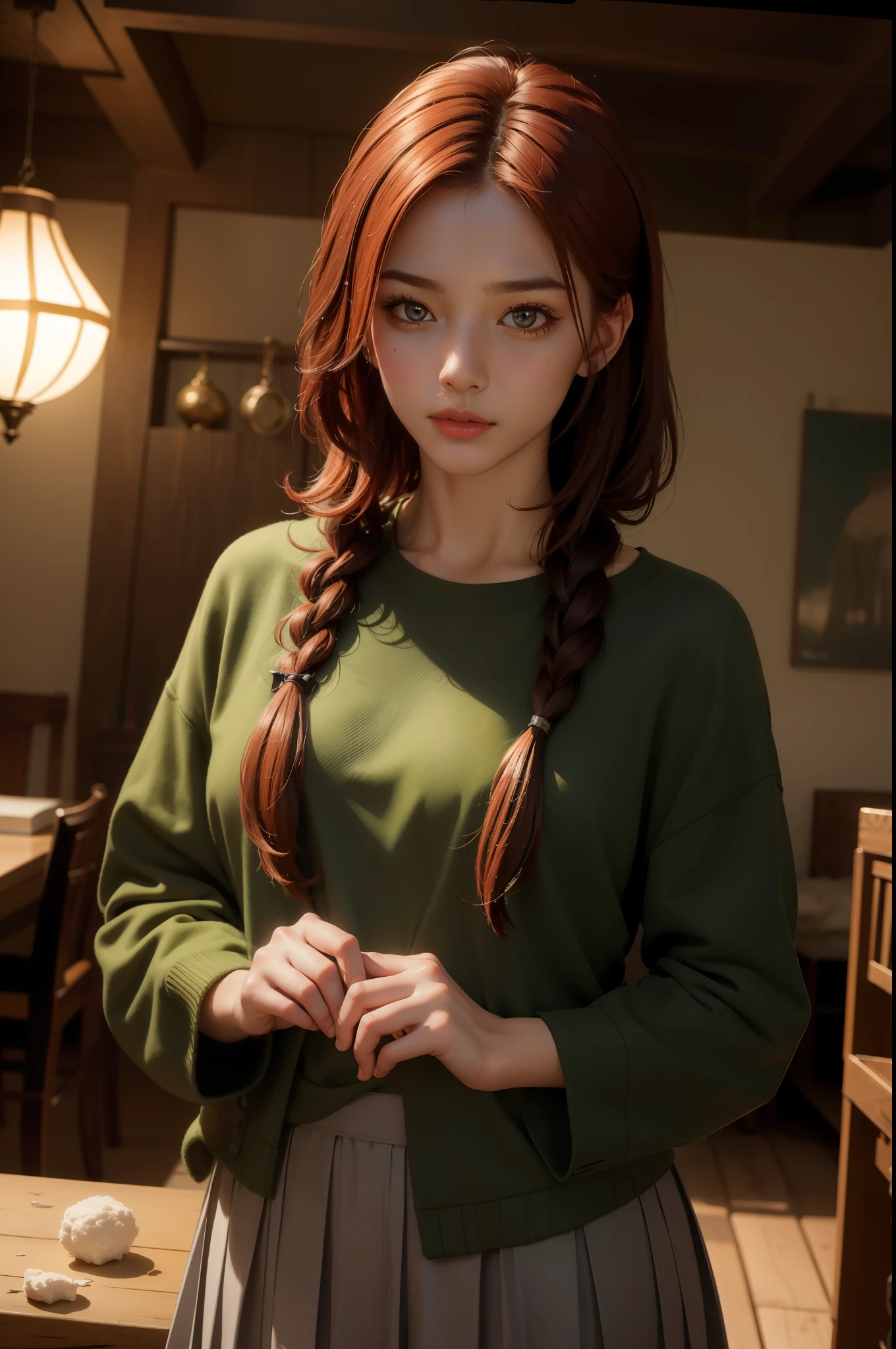 (best quality,4k,8k,highres,masterpiece:1.2),ultra-detailed,(realistic,photorealistic,photo-realistic:1.37),beautiful grey fluffy pleated skirt