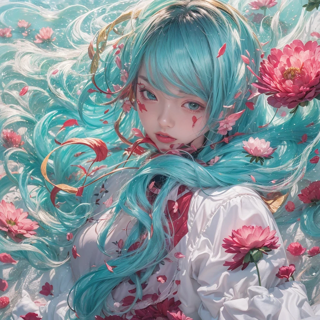 黄 blue colors,enamel,agate,A flesh-colored world,Blood Blue Maiden 32k(masterpiece,HD,Aoyama Pond,Ultra high quality,32k)long flowing bright blue hair,blood pool,Ziddink, a color,Grumpy (After greeting), (Linen scarf), fighting stance, looking at the ground, long white hair, Floating bright blue, Fire cloud gold headdress, Chinese long-sleeved gold silk burgundy garment, (Abstract metaverse splash:1.2), White background,Peony flower vitality protector(realistically:1.4),bright purple hair,Smoke on the road,The background is very pure, high resolution, detail, RAW photos, Sharp Re, Nikon D850 film photo by Jefferies Lee 4 Kodak Portra 400 camera F1.6 guns, colorful, Ultra-realistic and vivid textures, dramatic lighting, Unreal Engine Art Station Trend, Sinest 800,一个有着long flowing bright blue hair的女孩,huge colorful bubbles