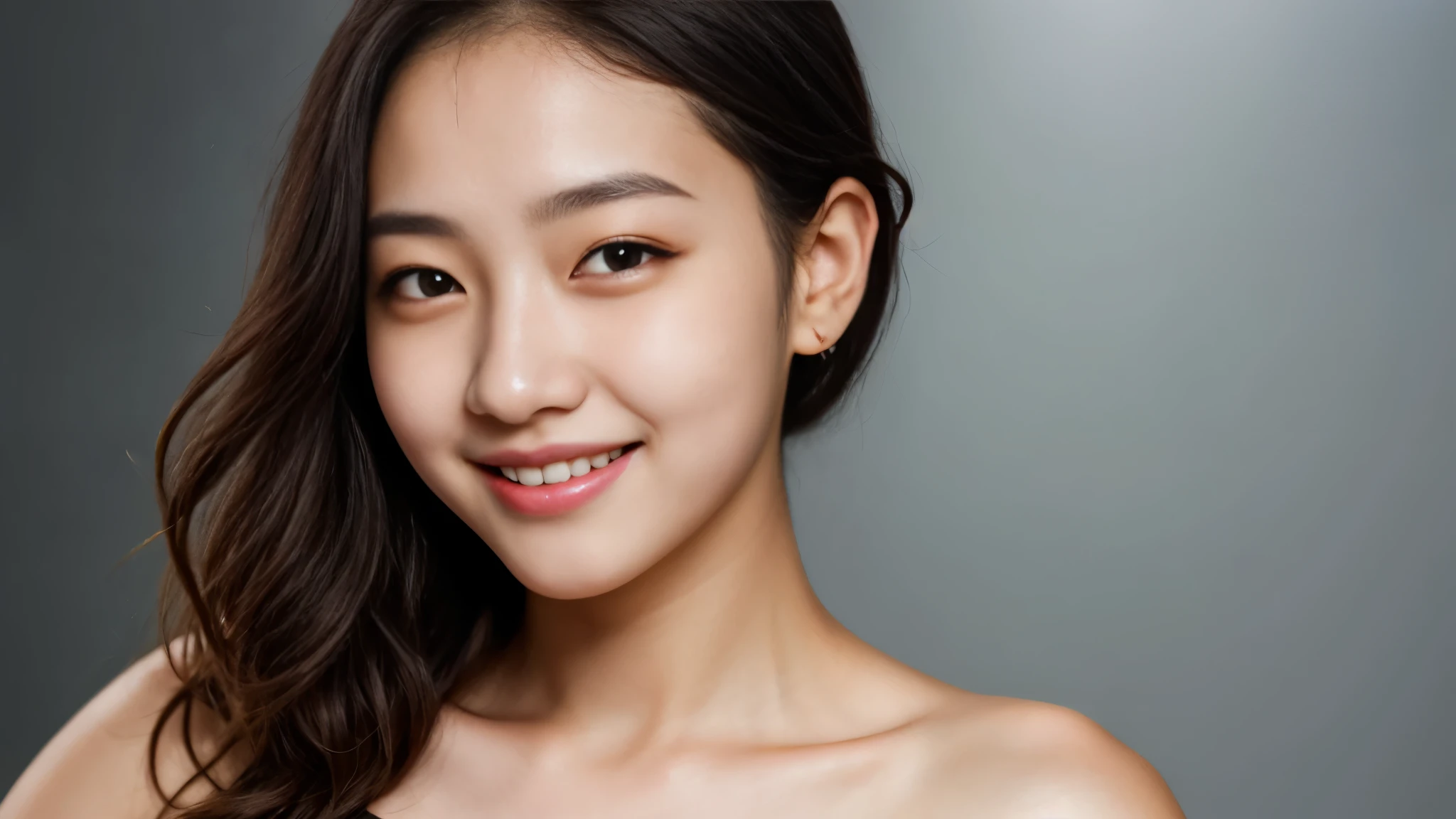 13 year old Bang Eun Jung, nude, detailed nipples, ultra-detailed, realistic colors, beautiful detailed eyes, beautiful detailed lips, long eyelashes, expressive face, adorable smile, adorable appearance, 4k resolution, studio lighting