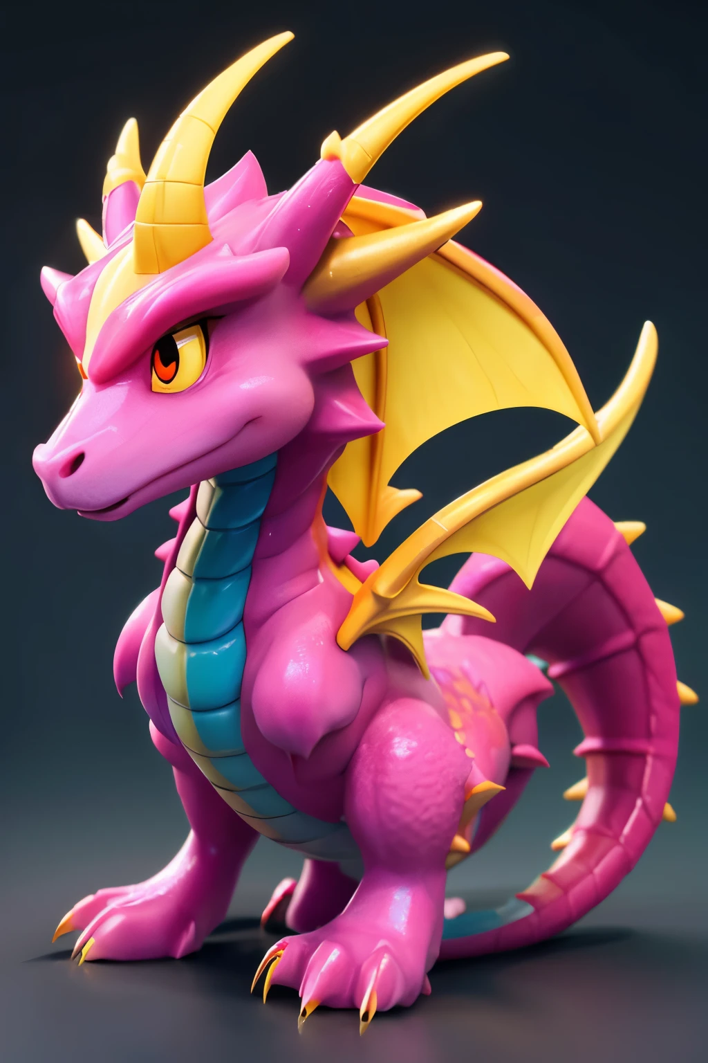 Chinese anime - style dragon with yellow mane and pink dragon horns, cute detailed digital art, nice digital painting, cute 3d rendering, adorable digital art, stylized 3d rendering, highly detailed fantasy characters, 8K high quality detailed art, cute detailed artwork, Stylized as a 3D rendering, stylized 3d rendering, cute little dragon, detailed fan art, Fantastic creatures,dragon running、color is8more than color
