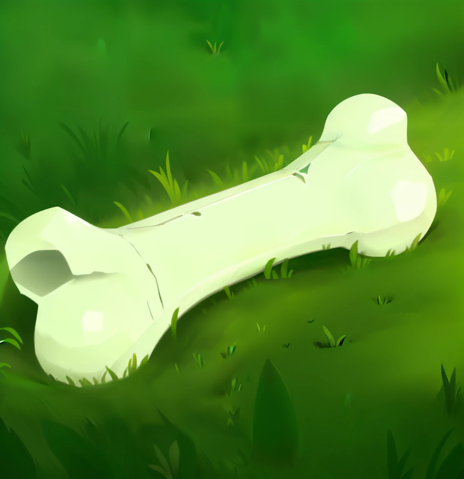 There is a white bone in the grass