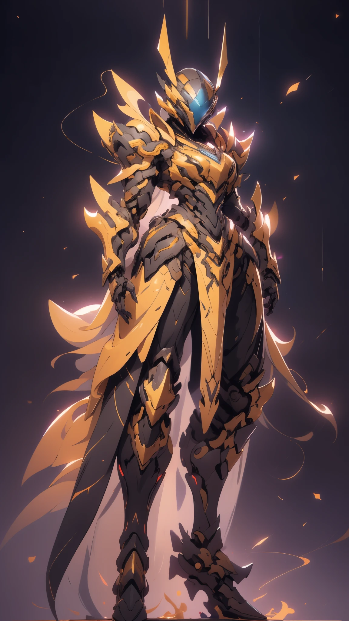 A woman adorned in fantasy-style full-body armor, a crown-concept fully enclosed helmet that unveils only her eyes, a composite layered chest plate, fully encompassing shoulder and hand guards, a lightweight waist armor, form-fitting shin guards, the overall design is heavy-duty yet flexible, ((the armor gleams with a golden glow, complemented by red and blue accents)), exhibiting a noble aura, she floats above a fantasy-surreal high-tech city, this character embodies a finely crafted fantasy-surreal style armored hero in anime style, exquisite and mature manga art style, (Queen bee mixed with Spider concept Armor, plasma, blood), ((Element, energy, elegant, goddess, femminine:1.5)), metallic, high definition, best quality, highres, ultra-detailed, ultra-fine painting, extremely delicate, professional, anatomically correct, symmetrical face, extremely detailed eyes and face, high quality eyes, creativity, RAW photo, UHD, 32k, Natural light, cinematic lighting, masterpiece-anatomy-perfect, masterpiece:1.5