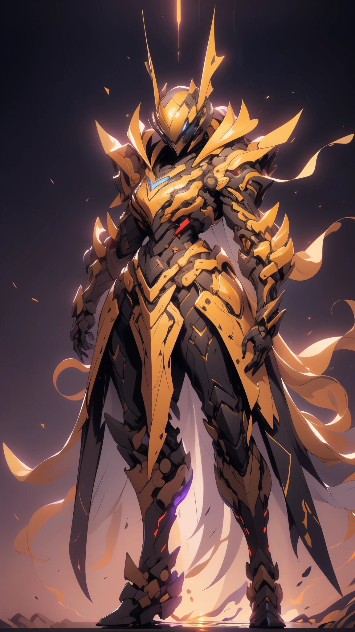 A woman adorned in fantasy-style full-body armor, a crown-concept fully enclosed helmet that unveils only her eyes, a composite layered chest plate, fully encompassing shoulder and hand guards, a lightweight waist armor, form-fitting shin guards, the overall design is heavy-duty yet flexible, ((the armor gleams with a golden glow, complemented by red and blue accents)), exhibiting a noble aura, she floats above a fantasy-surreal high-tech city, this character embodies a finely crafted fantasy-surreal style armored hero in anime style, exquisite and mature manga art style, (Queen bee mixed with Spider concept Armor, plasma, blood), ((Element, energy, elegant, goddess, femminine:1.5)), metallic, high definition, best quality, highres, ultra-detailed, ultra-fine painting, extremely delicate, professional, anatomically correct, symmetrical face, extremely detailed eyes and face, high quality eyes, creativity, RAW photo, UHD, 32k, Natural light, cinematic lighting, masterpiece-anatomy-perfect, masterpiece:1.5