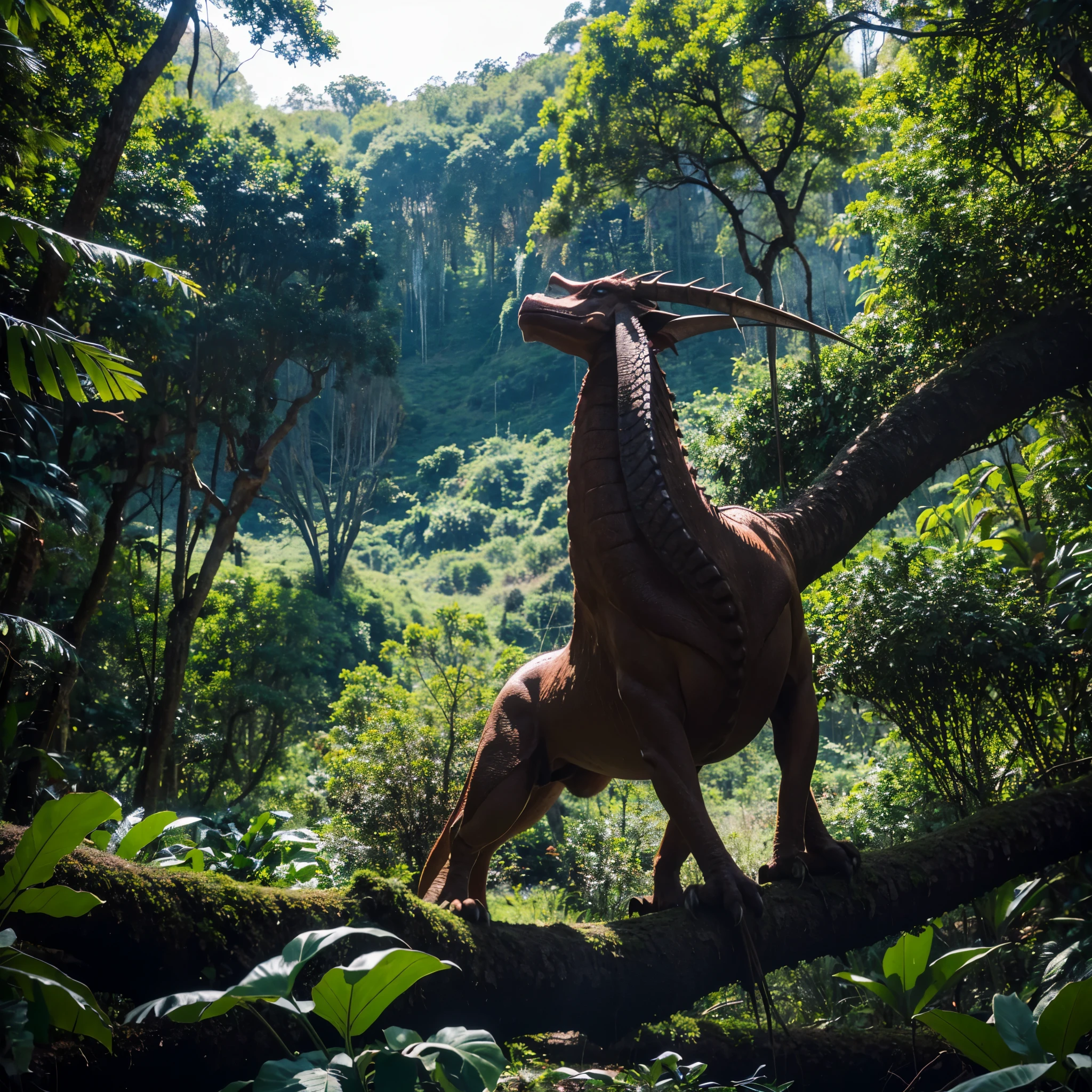 (extremadamente detallado, obra maestra, La mejor calidad, foto antigua, principios de siglo, VHS Aesthetics).(dragon gritando. Depredador.)(jungla espesa), organic trees with meat.