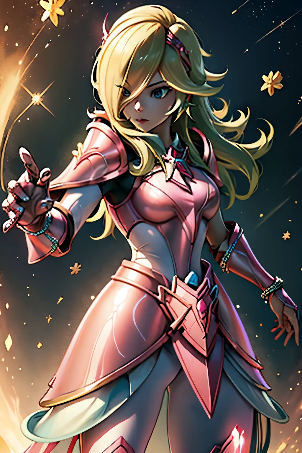 Rosalina, Rosalina wearing the andromeda armor from CDZ, pink armor, Rosalina wearing Shun's armor, Pink Andromeda armor from CDZ, two chains line on the hands