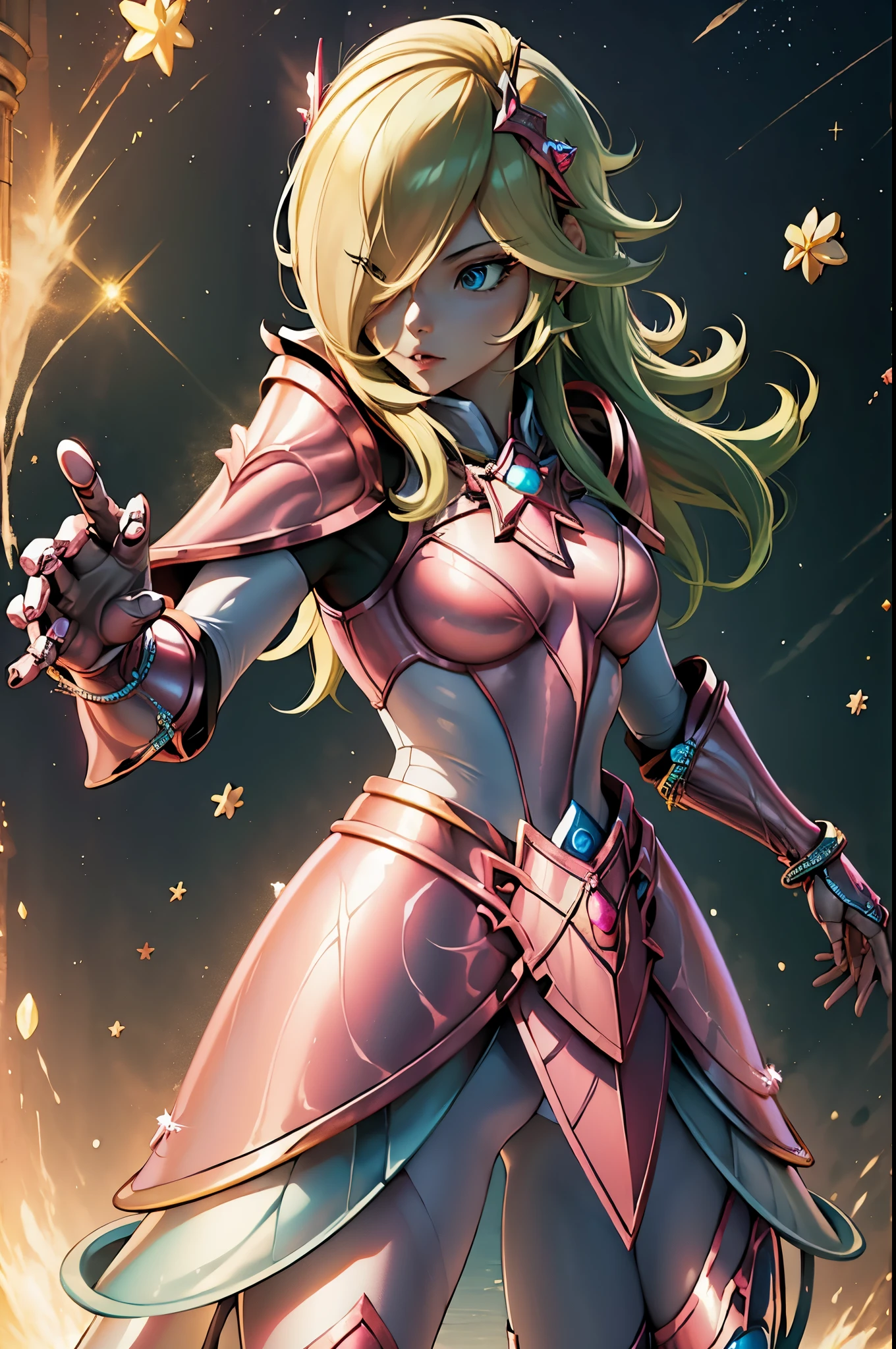 Rosalina, Rosalina wearing the andromeda armor from CDZ, pink armor, Rosalina wearing Shun's armor, Pink Andromeda armor from CDZ, two chains line on the hands