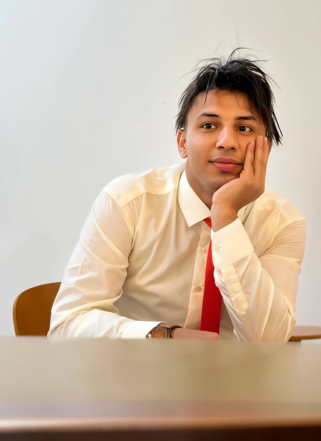 there is a man sitting at a table with his hand on his chin, riyahd cassiem, enes dirig, khyzyl saleem, mohamed chahin, sitting on a table, adrien girod, elliot alderson, taken in the early 2020s, smooth in _ the background, sitting on the table, egor letov