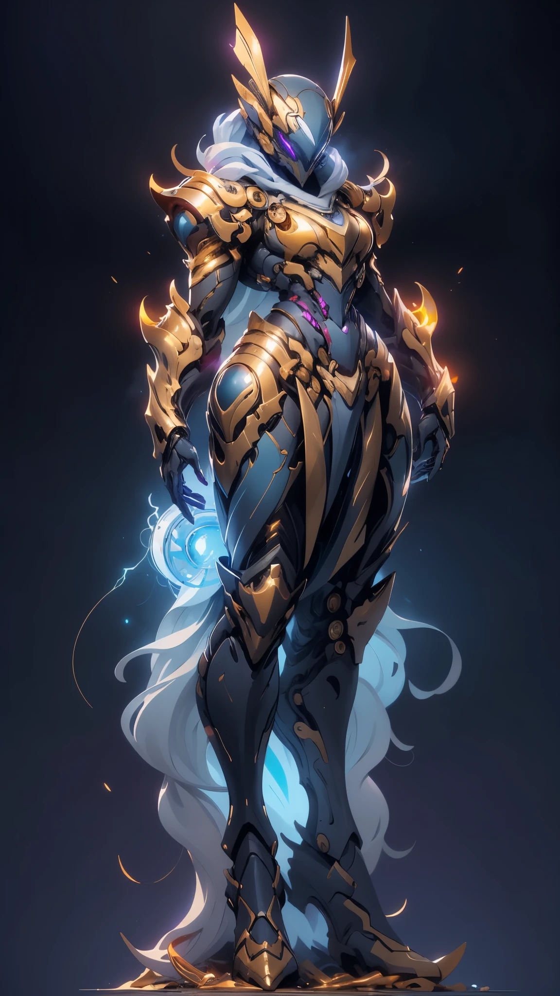 A woman adorned in fantasy-style full-body armor, a crown-concept fully enclosed helmet that unveils only her eyes, a composite layered chest plate, fully encompassing shoulder and hand guards, a lightweight waist armor, form-fitting shin guards, the overall design is heavy-duty yet flexible, ((the armor gleams with a golden glow, complemented by red and blue accents)), exhibiting a noble aura, she floats above a fantasy-surreal high-tech city, this character embodies a finely crafted fantasy-surreal style armored hero in anime style, exquisite and mature manga art style, (Queen bee mixed with Spider concept Armor, plasma, blood), ((Element, energy, elegant, goddess, femminine:1.5)), metallic, high definition, best quality, highres, ultra-detailed, ultra-fine painting, extremely delicate, professional, anatomically correct, symmetrical face, extremely detailed eyes and face, high quality eyes, creativity, RAW photo, UHD, 32k, Natural light, cinematic lighting, masterpiece-anatomy-perfect, masterpiece:1.5