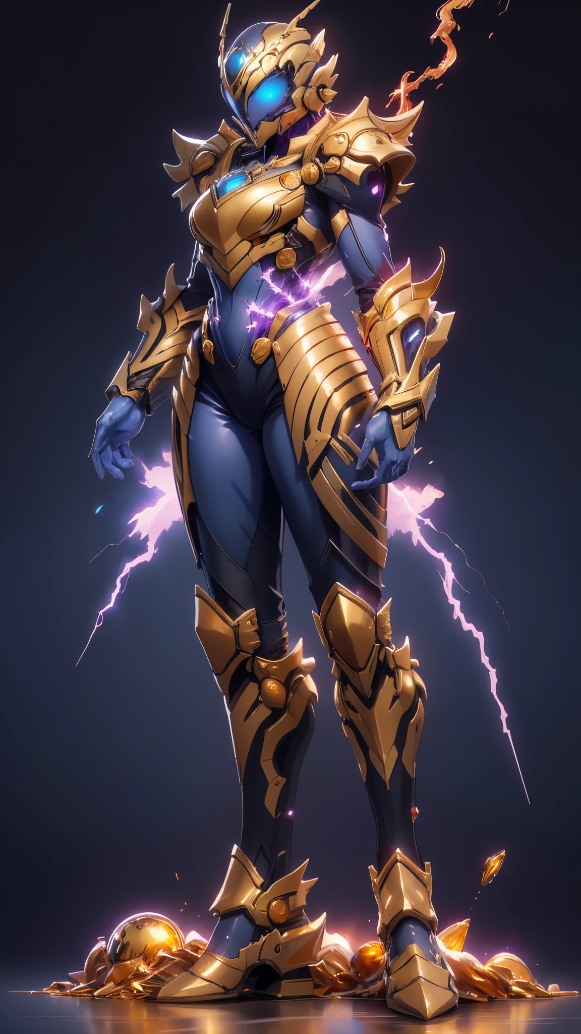 A woman adorned in fantasy-style full-body armor, a crown-concept fully enclosed helmet that unveils only her eyes, a composite layered chest plate, fully encompassing shoulder and hand guards, a lightweight waist armor, form-fitting shin guards, the overall design is heavy-duty yet flexible, ((the armor gleams with a golden glow, complemented by red and blue accents)), exhibiting a noble aura, she floats above a fantasy-surreal high-tech city, this character embodies a finely crafted fantasy-surreal style armored hero in anime style, exquisite and mature manga art style, (Queen bee mixed with Spider concept Armor, plasma, blood), ((Element, energy, elegant, goddess, femminine:1.5)), metallic, high definition, best quality, highres, ultra-detailed, ultra-fine painting, extremely delicate, professional, anatomically correct, symmetrical face, extremely detailed eyes and face, high quality eyes, creativity, RAW photo, UHD, 32k, Natural light, cinematic lighting, masterpiece-anatomy-perfect, masterpiece:1.5