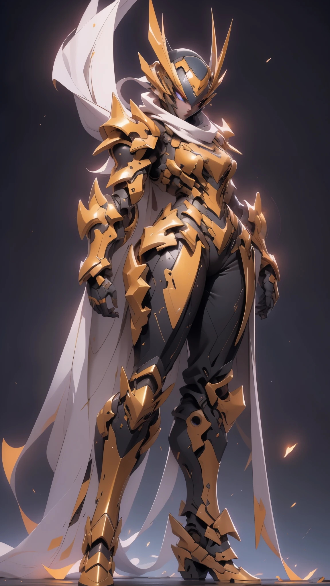 A woman adorned in fantasy-style full-body armor, a crown-concept fully enclosed helmet that unveils only her eyes, a composite layered chest plate, fully encompassing shoulder and hand guards, a lightweight waist armor, form-fitting shin guards, the overall design is heavy-duty yet flexible, ((the armor gleams with a golden glow, complemented by red and blue accents)), exhibiting a noble aura, she floats above a fantasy-surreal high-tech city, this character embodies a finely crafted fantasy-surreal style armored hero in anime style, exquisite and mature manga art style, (Queen bee mixed with Spider concept Armor, plasma, blood), ((Element, energy, elegant, goddess, femminine:1.5)), metallic, high definition, best quality, highres, ultra-detailed, ultra-fine painting, extremely delicate, professional, anatomically correct, symmetrical face, extremely detailed eyes and face, high quality eyes, creativity, RAW photo, UHD, 32k, Natural light, cinematic lighting, masterpiece-anatomy-perfect, masterpiece:1.5