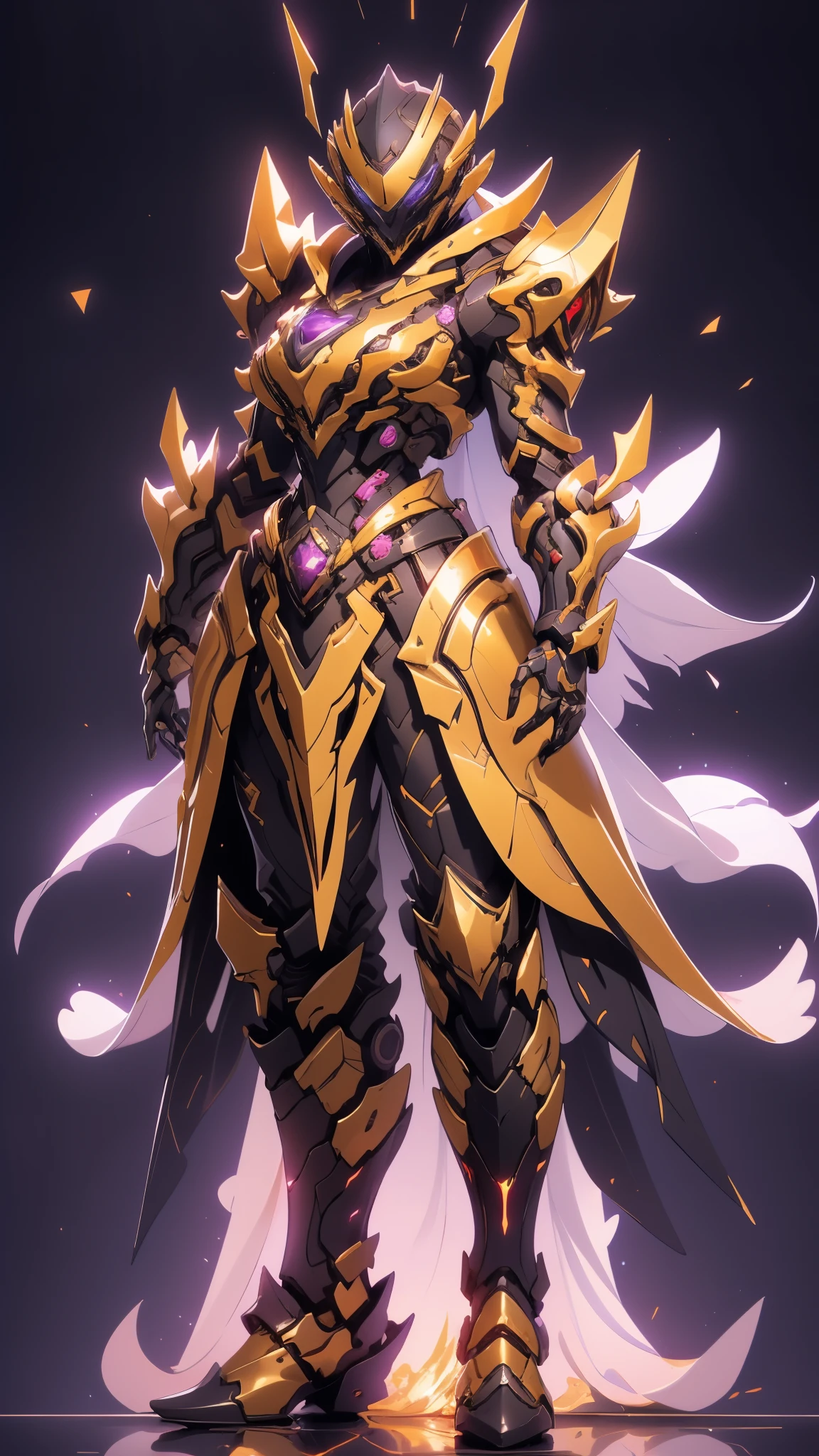 A woman adorned in fantasy-style full-body armor, a crown-concept fully enclosed helmet that unveils only her eyes, a composite layered chest plate, fully encompassing shoulder and hand guards, a lightweight waist armor, form-fitting shin guards, the overall design is heavy-duty yet flexible, ((the armor gleams with a golden glow, complemented by red and blue accents)), exhibiting a noble aura, she floats above a fantasy-surreal high-tech city, this character embodies a finely crafted fantasy-surreal style armored hero in anime style, exquisite and mature manga art style, (Queen bee mixed with Spider concept Armor, plasma, blood), ((Element, energy, elegant, goddess, femminine:1.5)), metallic, high definition, best quality, highres, ultra-detailed, ultra-fine painting, extremely delicate, professional, anatomically correct, symmetrical face, extremely detailed eyes and face, high quality eyes, creativity, RAW photo, UHD, 32k, Natural light, cinematic lighting, masterpiece-anatomy-perfect, masterpiece:1.5