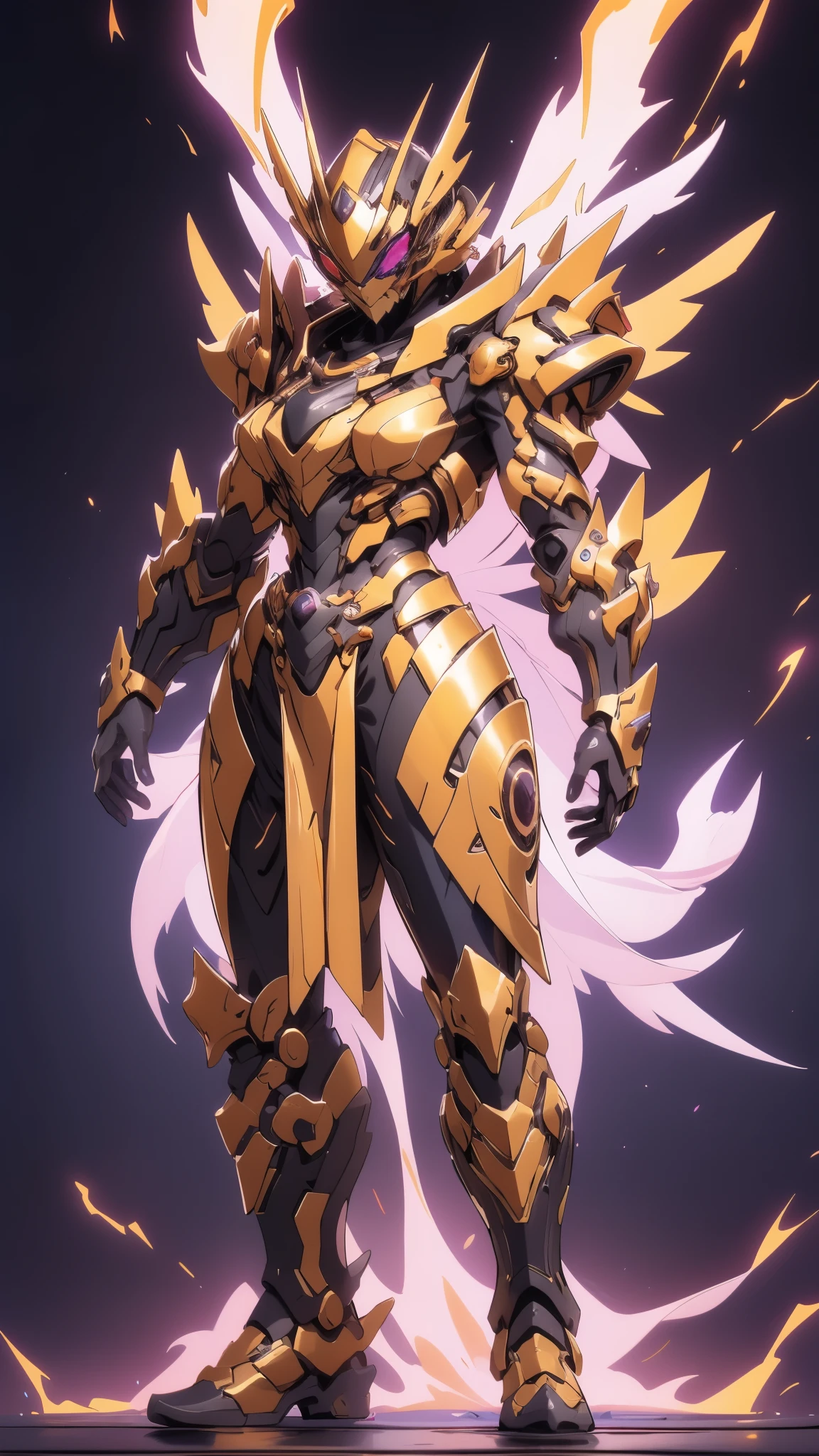 A woman adorned in fantasy-style full-body armor, a crown-concept fully enclosed helmet that unveils only her eyes, a composite layered chest plate, fully encompassing shoulder and hand guards, a lightweight waist armor, form-fitting shin guards, the overall design is heavy-duty yet flexible, ((the armor gleams with a golden glow, complemented by red and blue accents)), exhibiting a noble aura, she floats above a fantasy-surreal high-tech city, this character embodies a finely crafted fantasy-surreal style armored hero in anime style, exquisite and mature manga art style, (Queen bee mixed with Spider concept Armor, plasma, blood), ((Element, energy, elegant, goddess, femminine:1.5)), metallic, high definition, best quality, highres, ultra-detailed, ultra-fine painting, extremely delicate, professional, anatomically correct, symmetrical face, extremely detailed eyes and face, high quality eyes, creativity, RAW photo, UHD, 32k, Natural light, cinematic lighting, masterpiece-anatomy-perfect, masterpiece:1.5