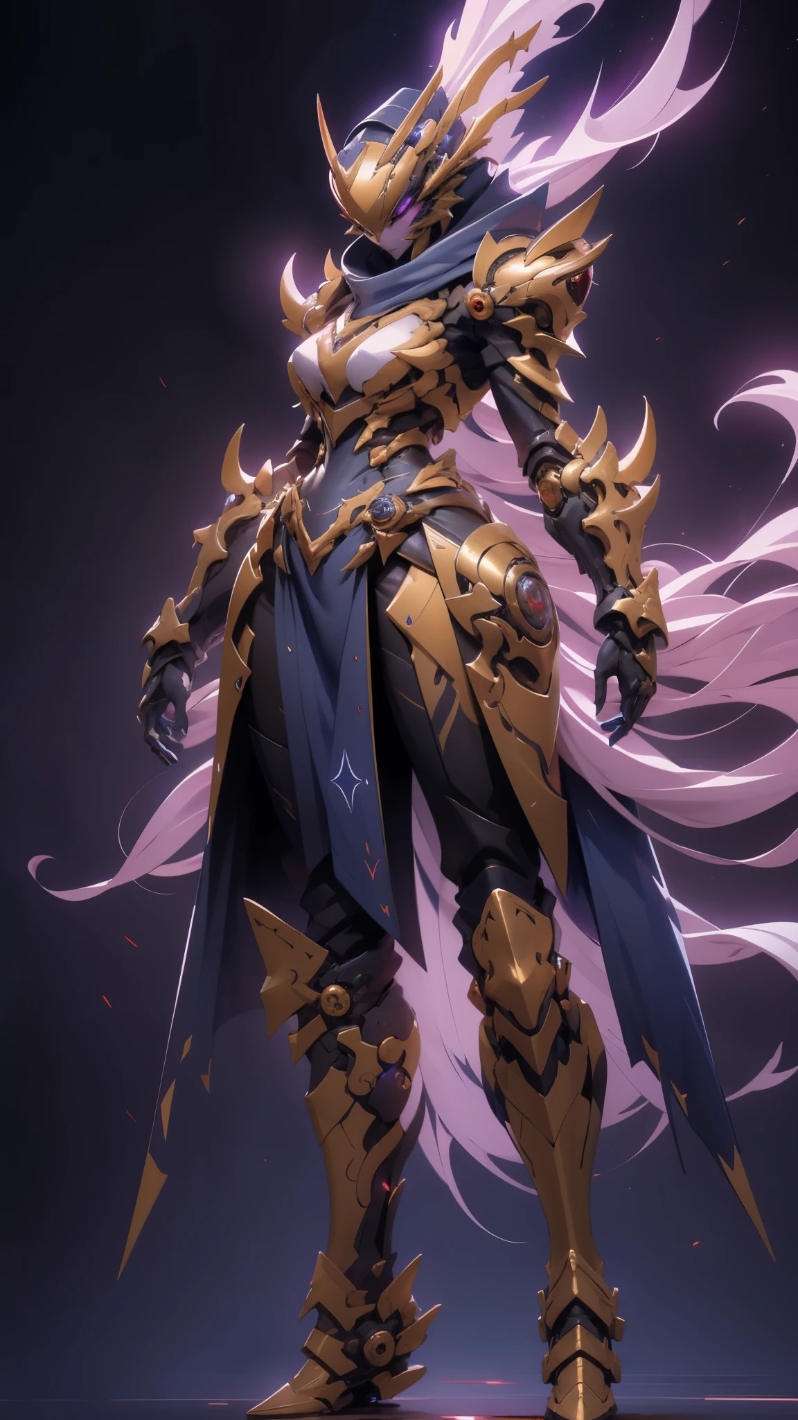 A woman adorned in fantasy-style full-body armor, a crown-concept fully enclosed helmet that unveils only her eyes, a composite layered chest plate, fully encompassing shoulder and hand guards, a lightweight waist armor, form-fitting shin guards, the overall design is heavy-duty yet flexible, ((the armor gleams with a golden glow, complemented by red and blue accents)), exhibiting a noble aura, she floats above a fantasy-surreal high-tech city, this character embodies a finely crafted fantasy-surreal style armored hero in anime style, exquisite and mature manga art style, (Queen bee mixed with Spider concept Armor, plasma, blood), ((Element, energy, elegant, goddess, femminine:1.5)), metallic, high definition, best quality, highres, ultra-detailed, ultra-fine painting, extremely delicate, professional, anatomically correct, symmetrical face, extremely detailed eyes and face, high quality eyes, creativity, RAW photo, UHD, 32k, Natural light, cinematic lighting, masterpiece-anatomy-perfect, masterpiece:1.5