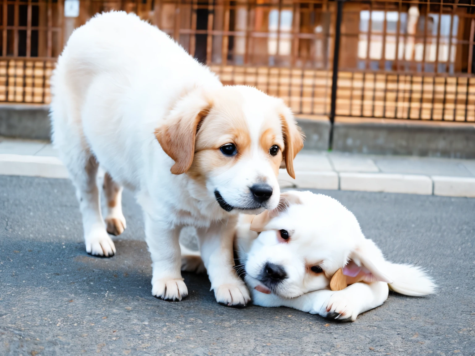 cute  and white puppy