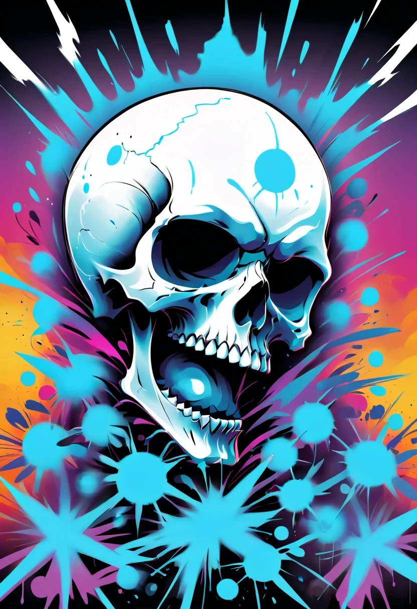 Graffiti漫画，Graffiti,whole picture, High resolution and high contrast,simple,Skull logo