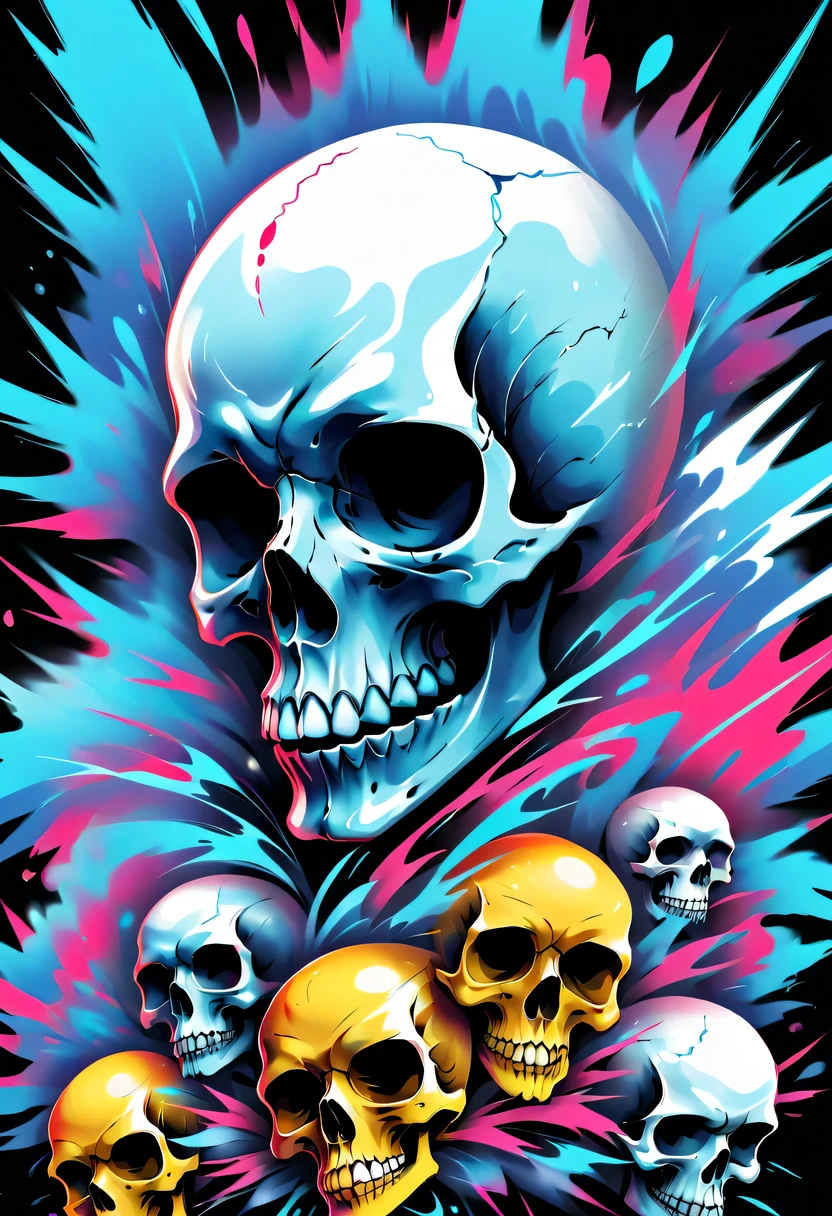 Graffiti漫画，Graffiti,whole picture, High resolution and high contrast,simple,Skull logo