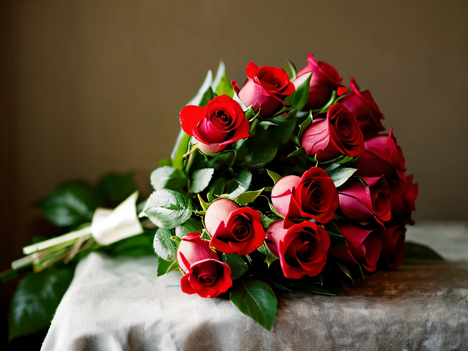 bouquet of many red roses