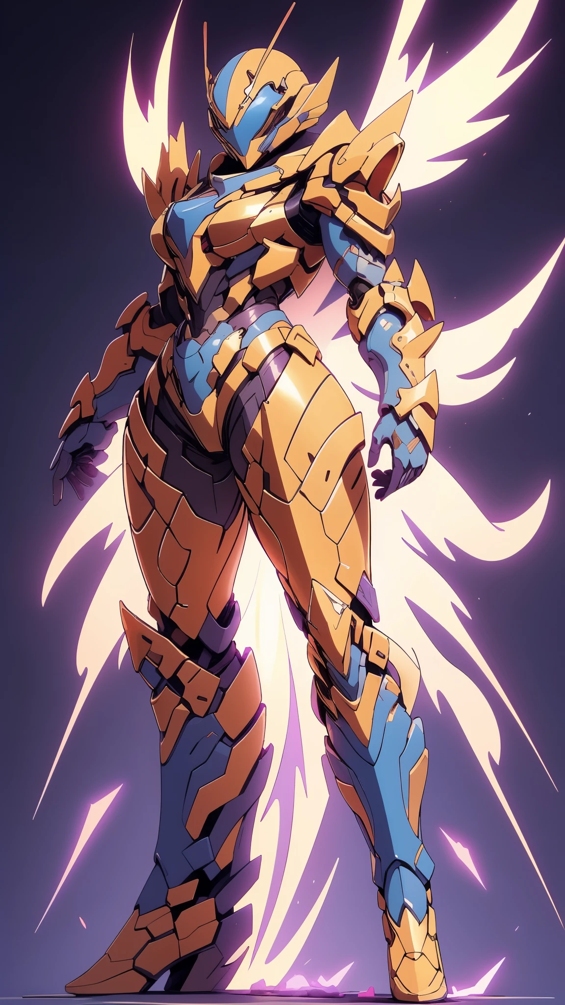 A woman adorned in fantasy-style full-body armor, a crown-concept fully enclosed helmet that unveils only her eyes, a composite layered chest plate, fully encompassing shoulder and hand guards, a lightweight waist armor, form-fitting shin guards, the overall design is heavy-duty yet flexible, ((the armor gleams with a golden glow, complemented by red and blue accents)), exhibiting a noble aura, she floats above a fantasy-surreal high-tech city, this character embodies a finely crafted fantasy-surreal style armored hero in anime style, exquisite and mature manga art style, (Queen bee mixed with Spider concept Armor, plasma, blood), ((Element, energy, elegant, goddess, femminine:1.5)), metallic, high definition, best quality, highres, ultra-detailed, ultra-fine painting, extremely delicate, professional, anatomically correct, symmetrical face, extremely detailed eyes and face, high quality eyes, creativity, RAW photo, UHD, 32k, Natural light, cinematic lighting, masterpiece-anatomy-perfect, masterpiece:1.5