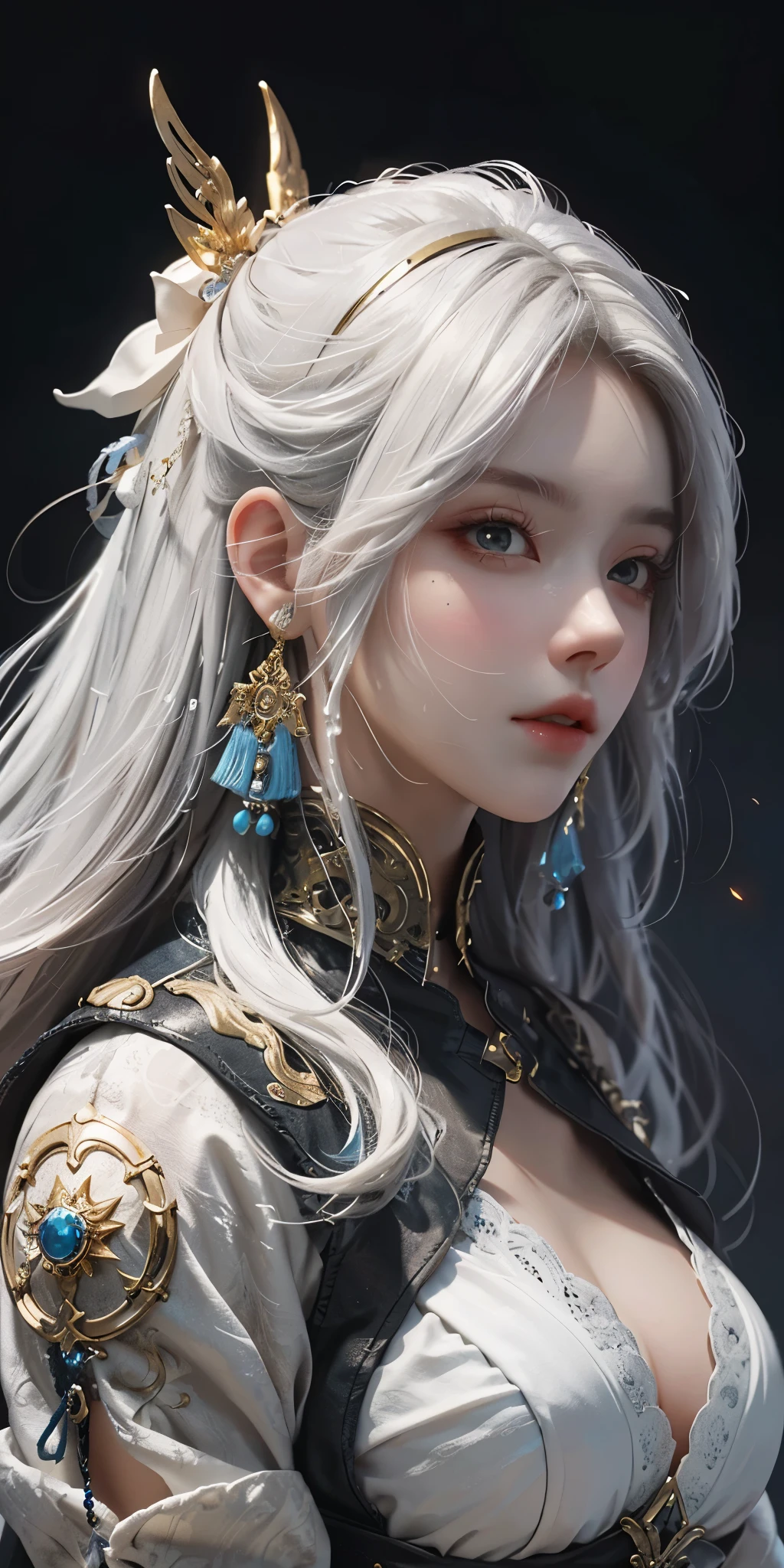 a white hair、Close-up of woman wearing white mask, beautiful figure painting, guweiz, guweiz style artwork, White-haired God, author:Yang Jie, Epic and beautiful character art, Stunning character art, author:Fan Qi, by Wuzhun Shifan, guweiz on pixiv artstation