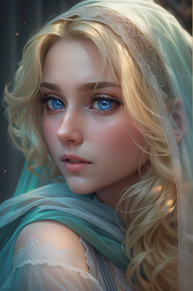 Blonde woman with blue eyes and veil on head、soft portrait shot 8k、realistic beautiful face、8K portrait rendering、realistic beautiful face、beautiful realistic face、Photorealistic anime girl rendering、surreal beautiful face、8K realistic digital art、realistic digital art 4k、realistic digital art 4k、highly realistic digital art,{{{{dynamic angle whole body}}}},{{{{dynamic angle whole body}}}}